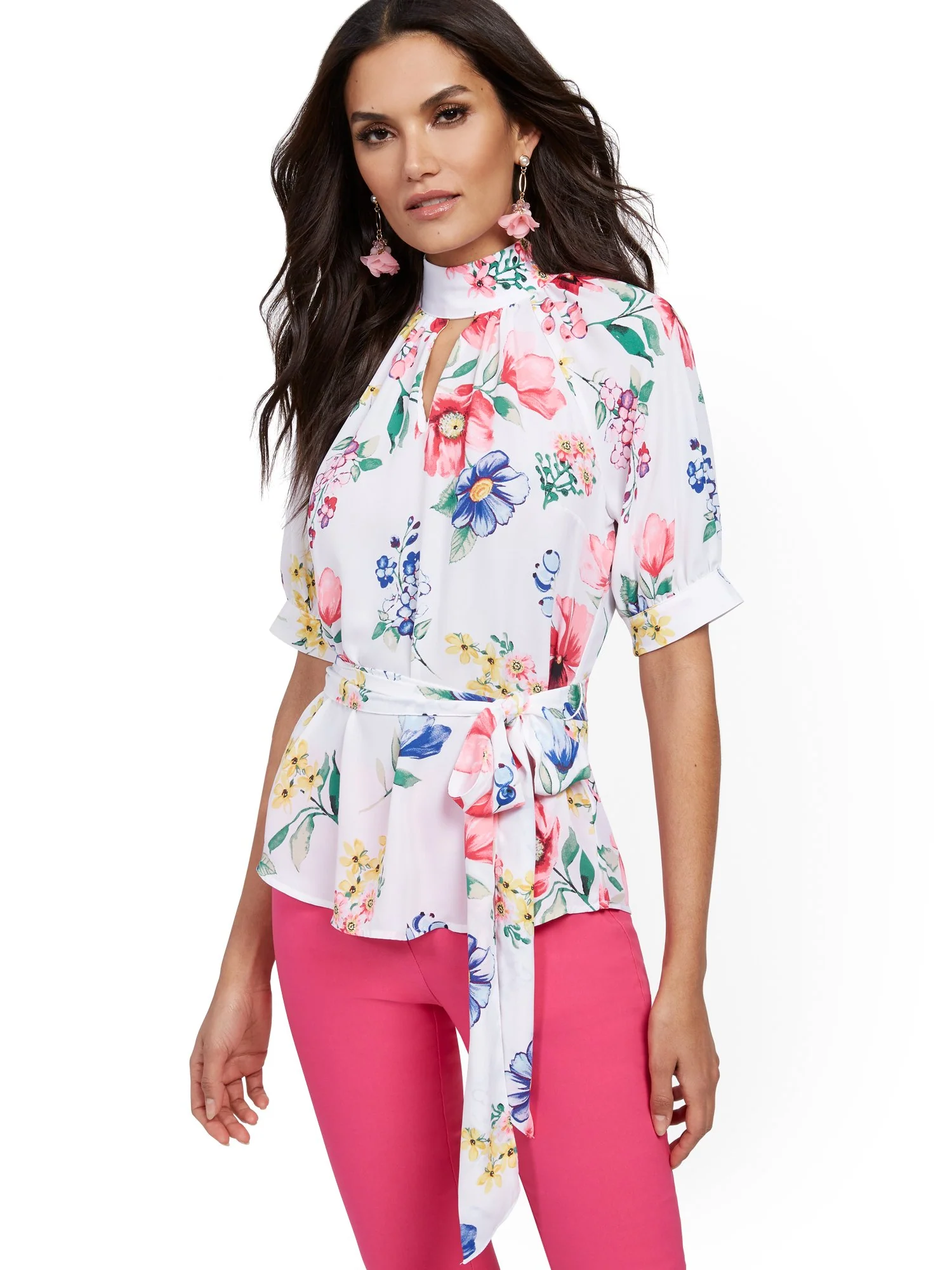 Tall Floral Puff-Sleeve Blouse - 7th Avenue - Image 2