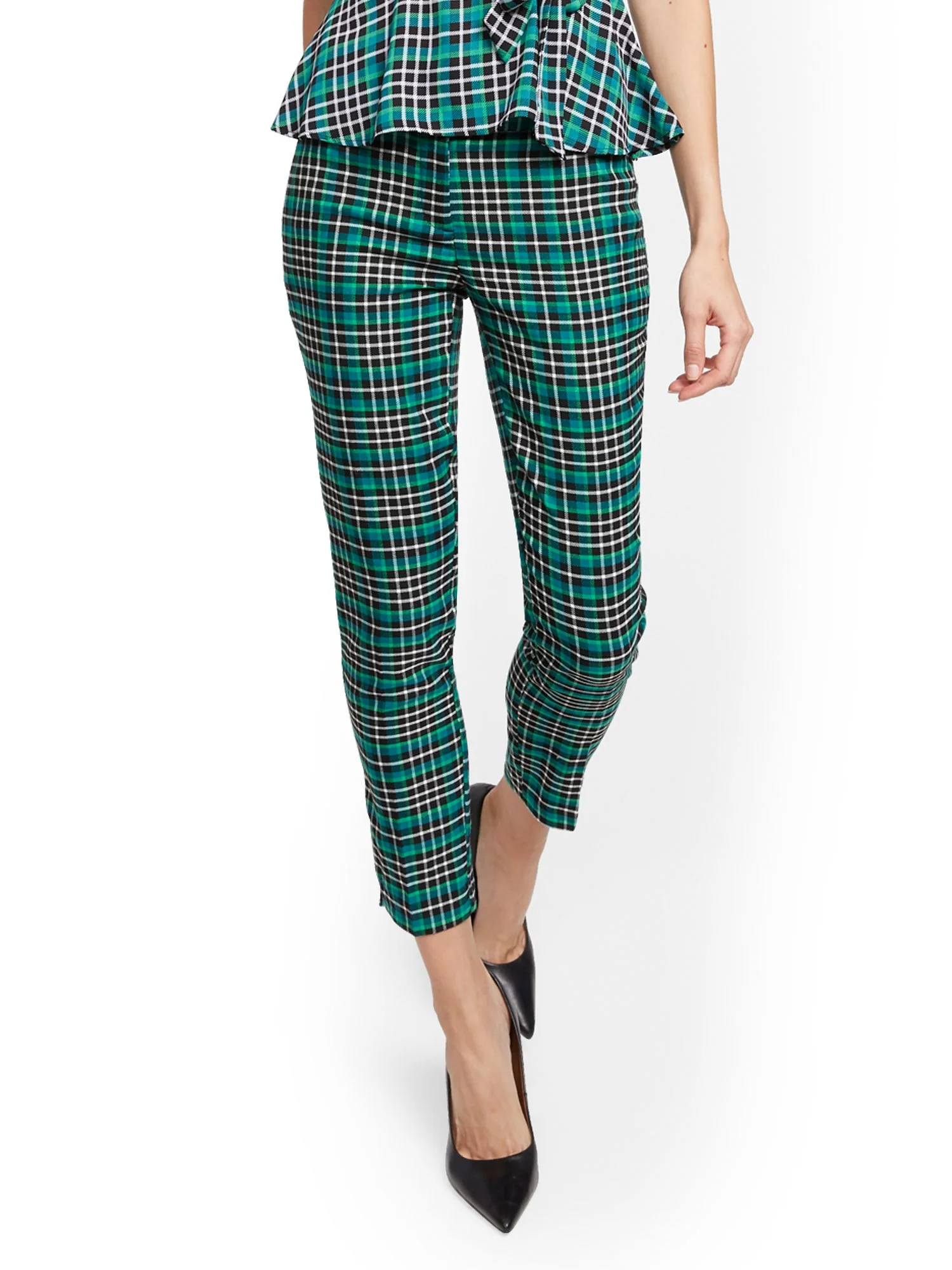 Tall Green Plaid Slim Ankle Pant - Modern - 7th Avenue