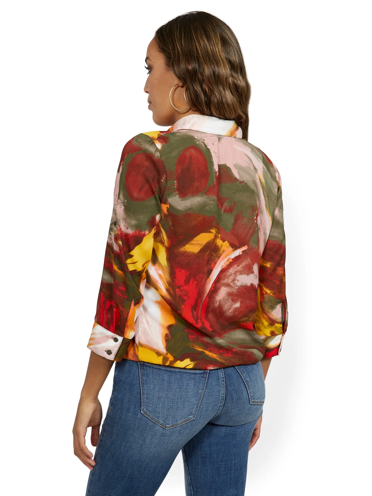 Tall Hazy Tab-Sleeve Split-Neck Top - Image 3
