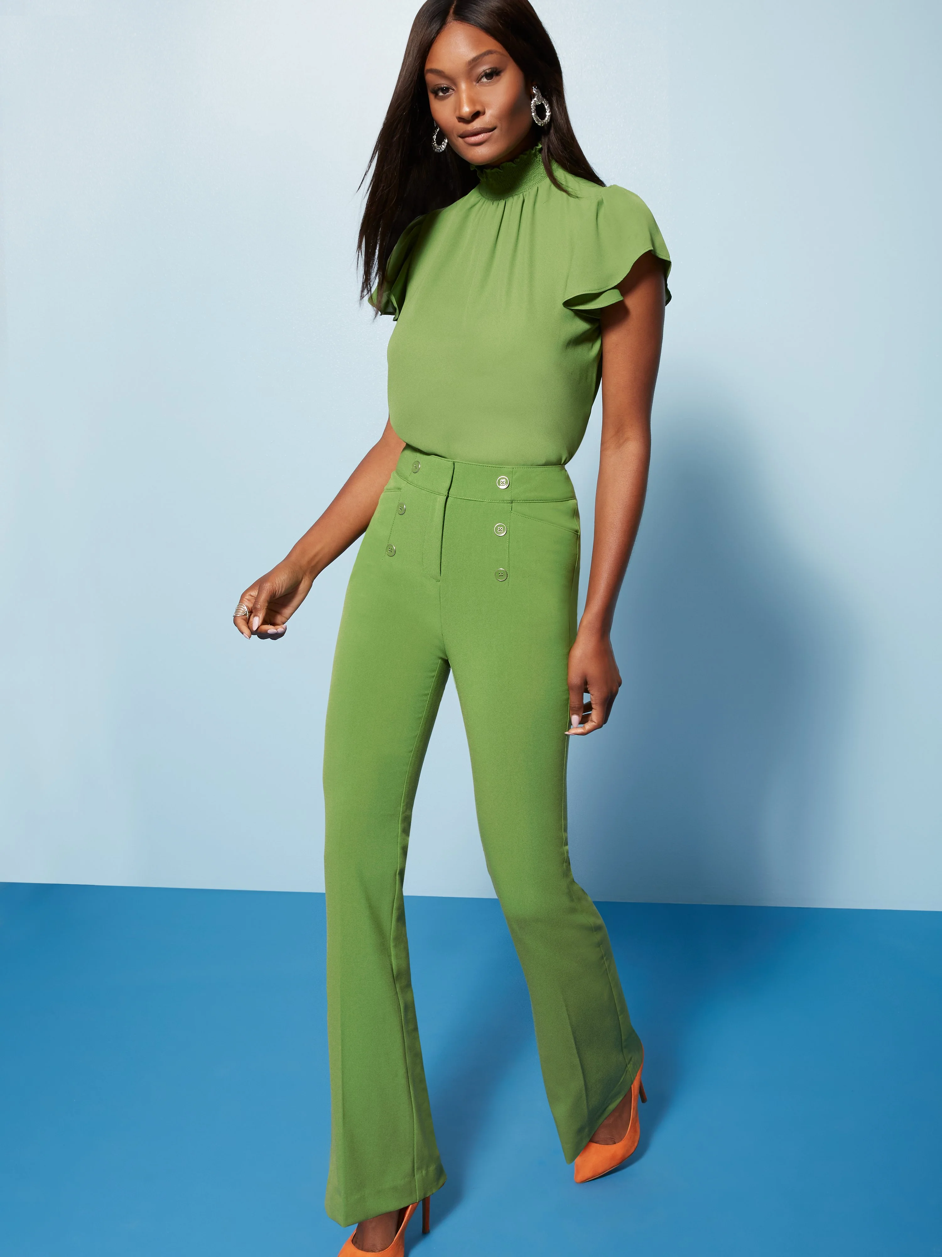 Tall High-Waisted Bootcut Pant - Button Accent - Double Stretch - 7th Avenue - Image 11