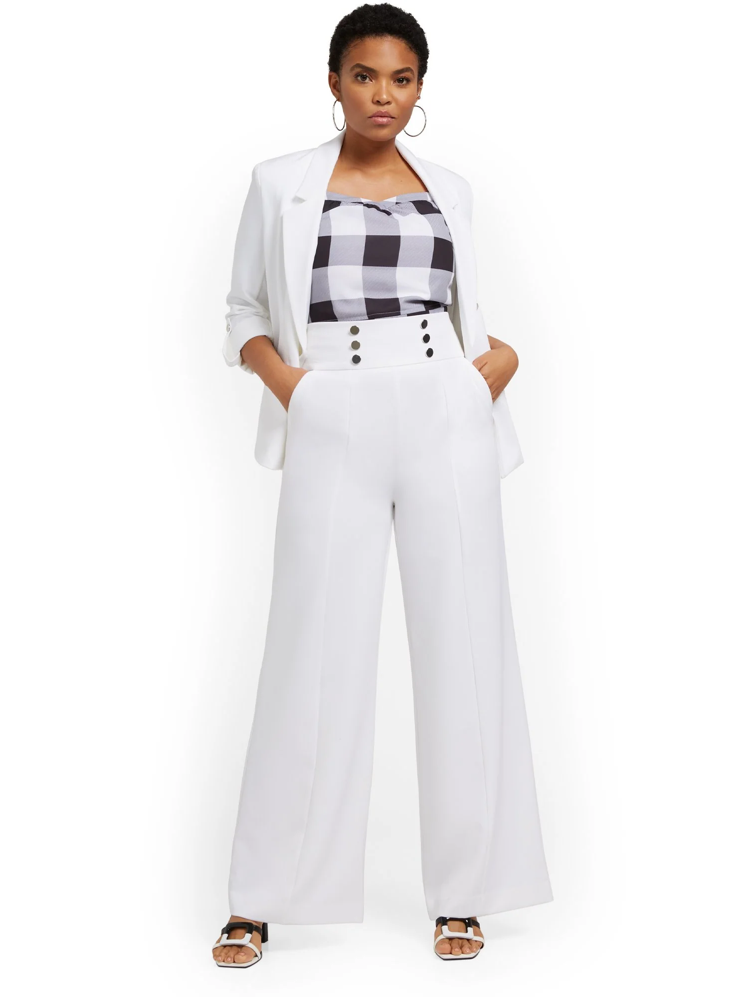 Tall High-Waisted Button-Front Wide-Leg Pant - Image 5