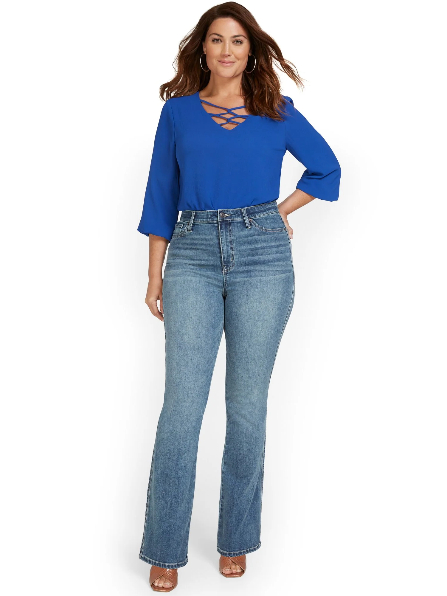 Tall High-Waisted Curvy Essential Bootcut Jeans - Vibrant Blue Wash - Image 6