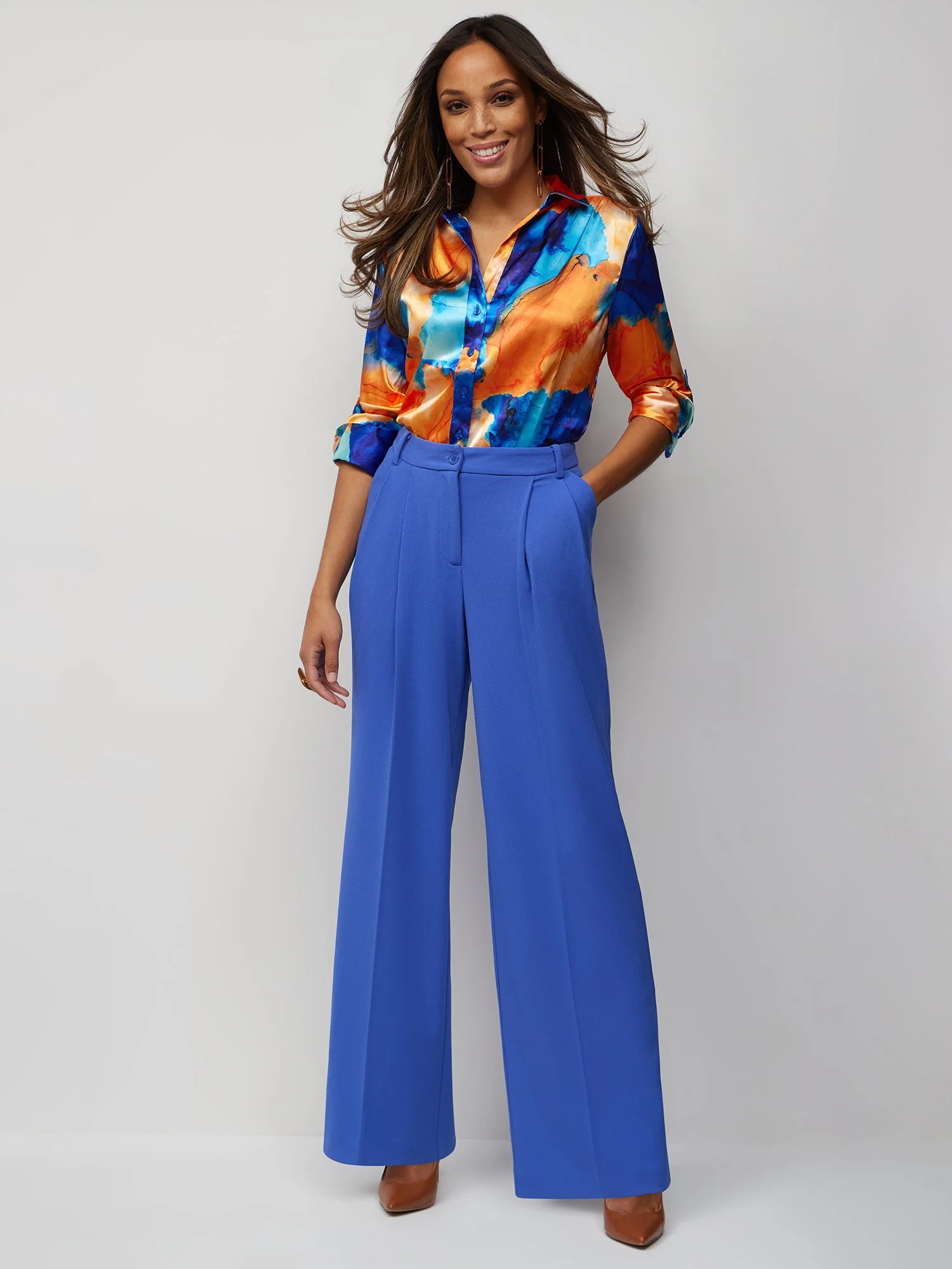 Tall High-Waisted Pleated Wide-Leg Pant - Magic Crepe® - Image 11
