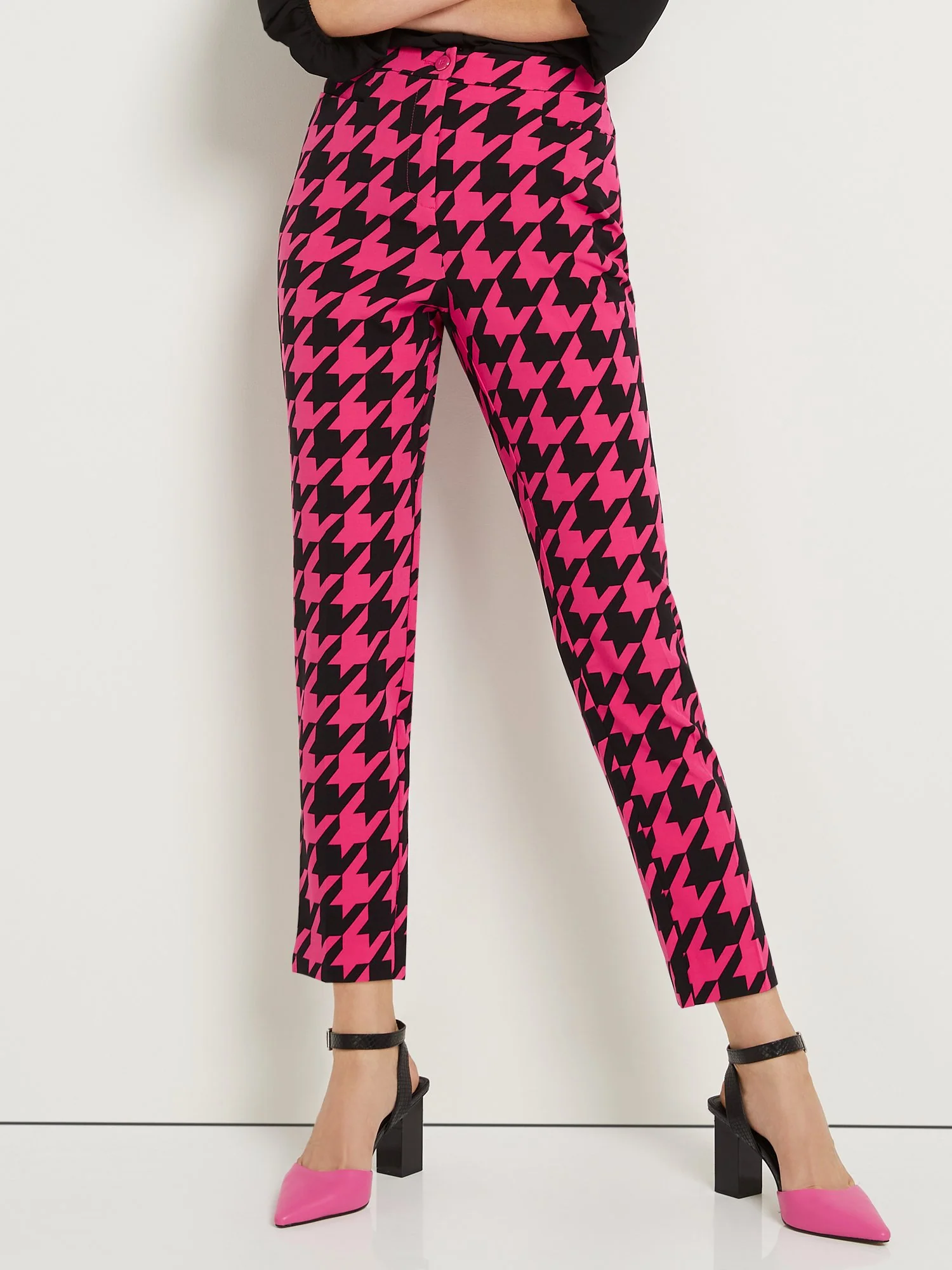 Tall Houndstooth Button-Waist Straight-Leg Ankle Pant - Image 6