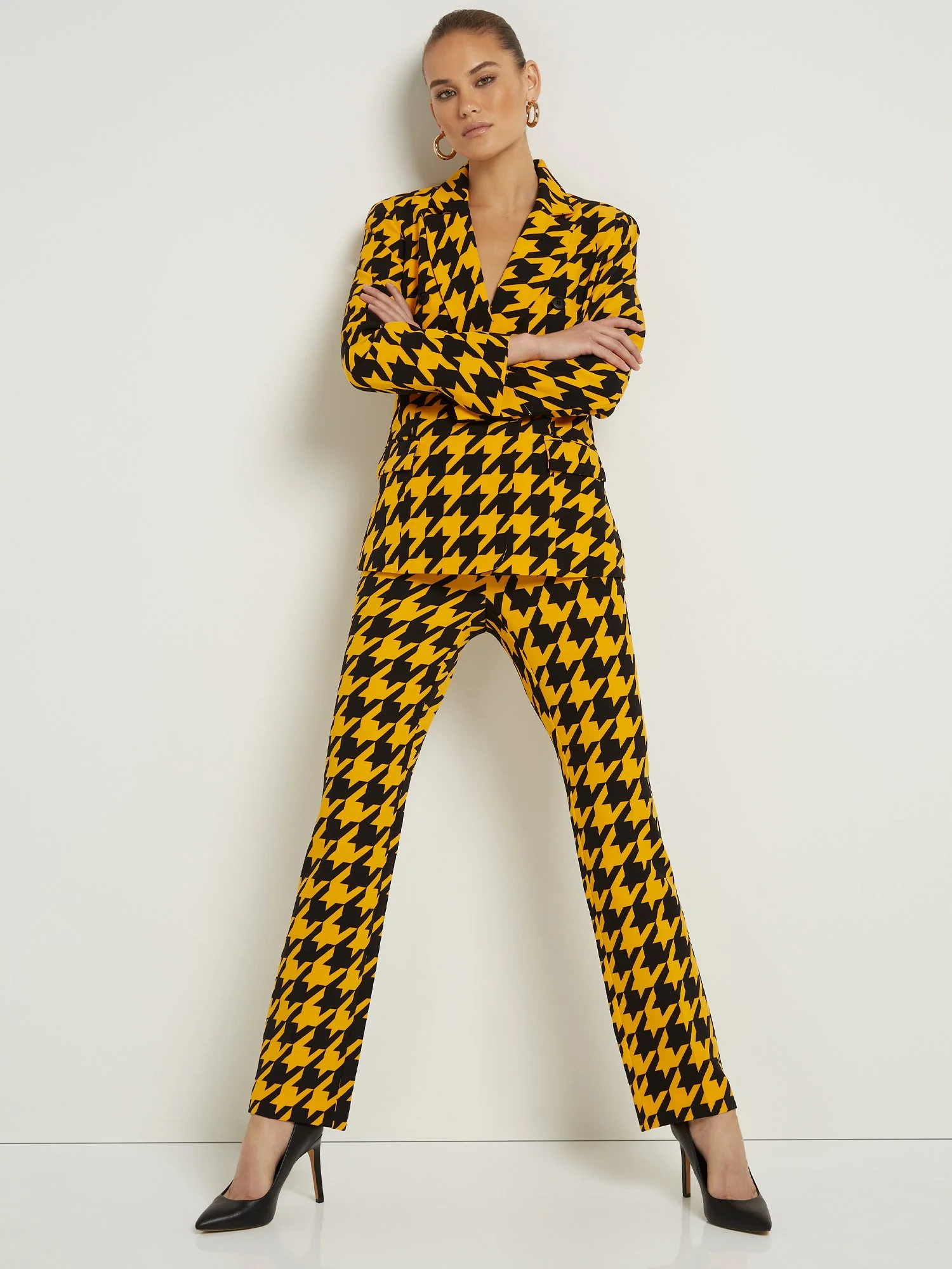 Tall Houndstooth Straight-Leg Pant