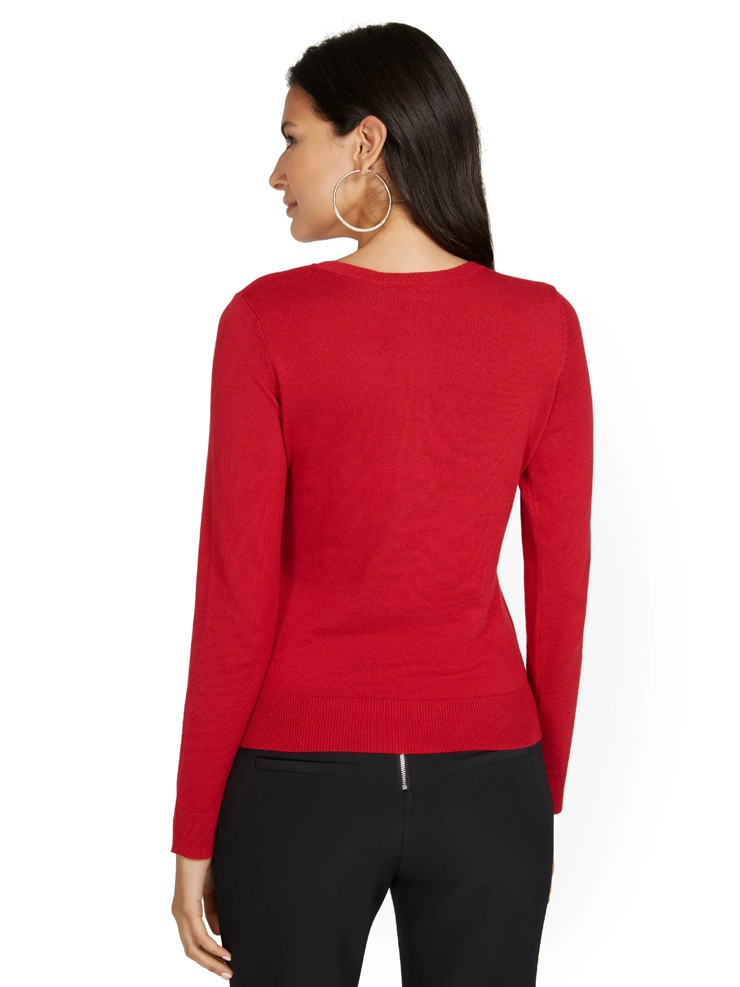 Tall Jeweled-Button Chelsea Crewneck Cardigan - Image 9