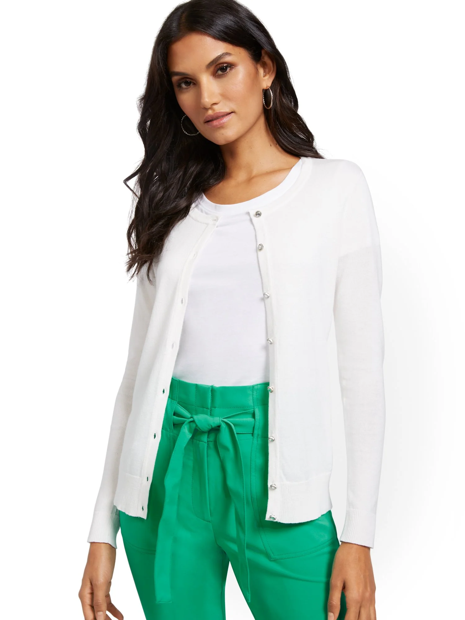 Tall Jeweltone-Button Chelsea Crewneck Cardigan - Image 18