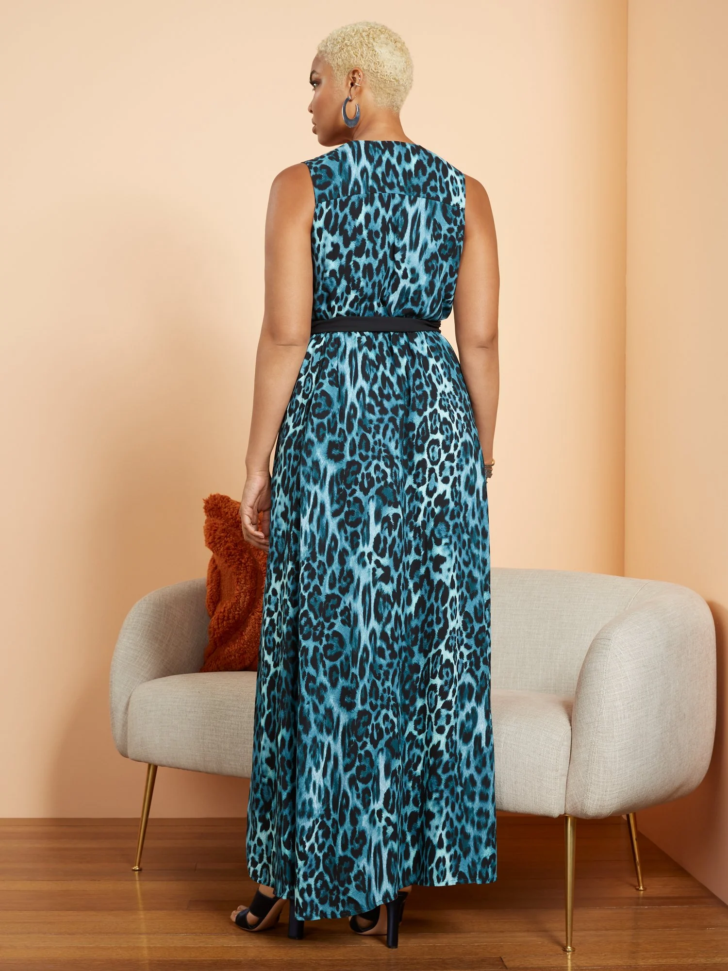 Tall Leopard-Print Belted Sleeveless Maxi Dress - Image 3