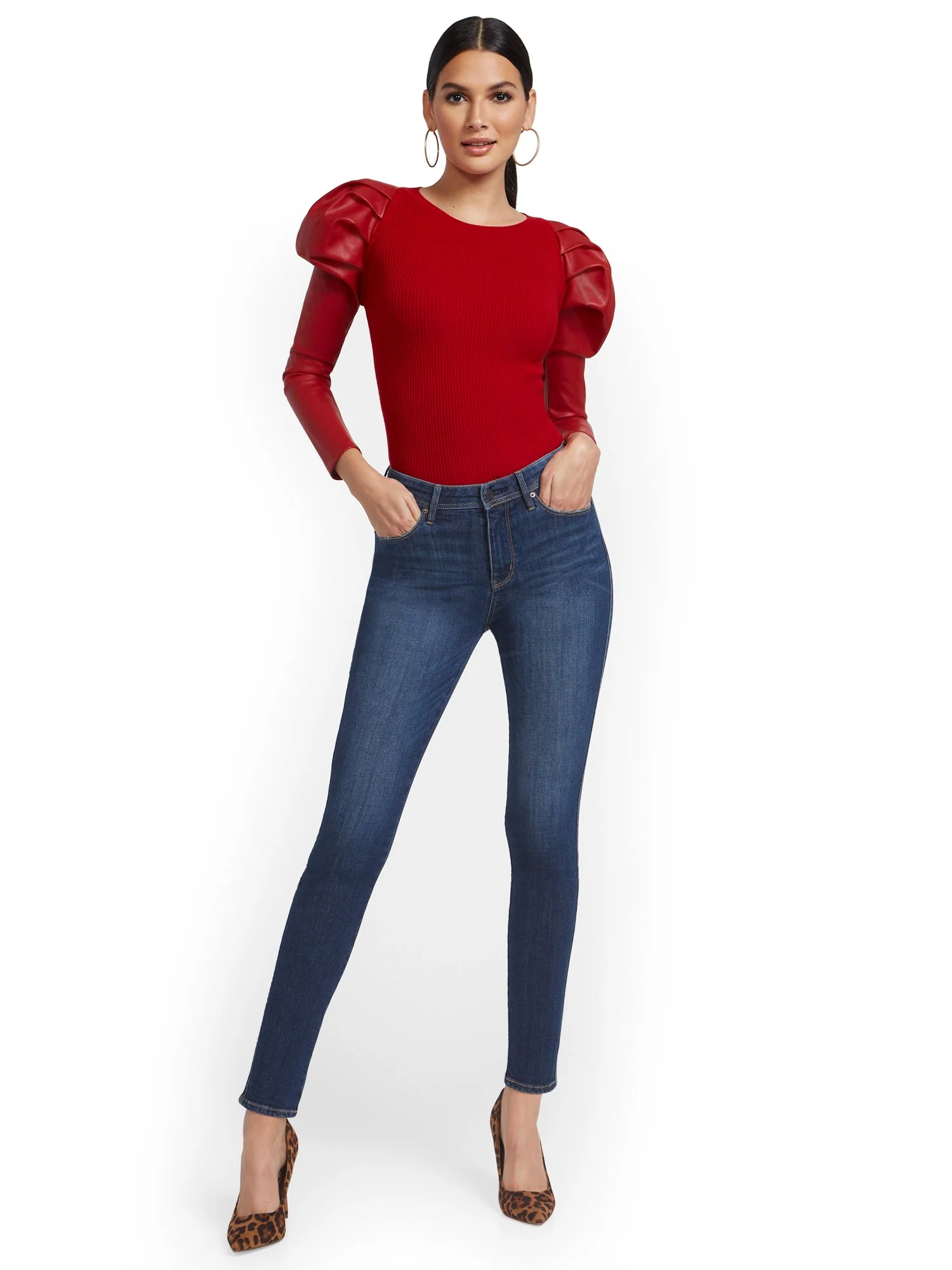 Tall Lexi High-Waisted Super-Skinny Jeans - Medium Indigo - Image 3