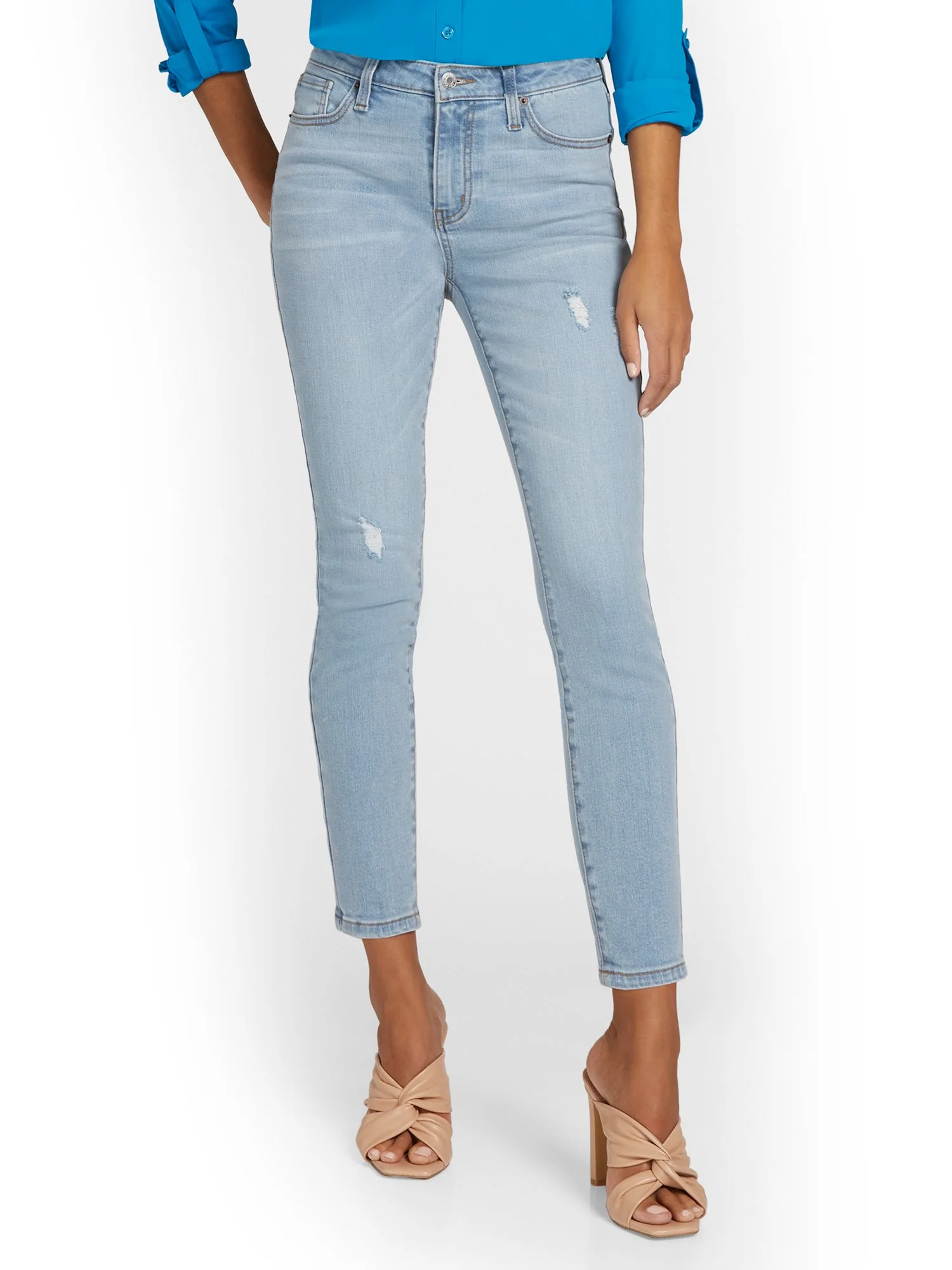 Tall Lexi Mid-Rise Super-Skinny Ankle Jeans - Light Wash - Image 2
