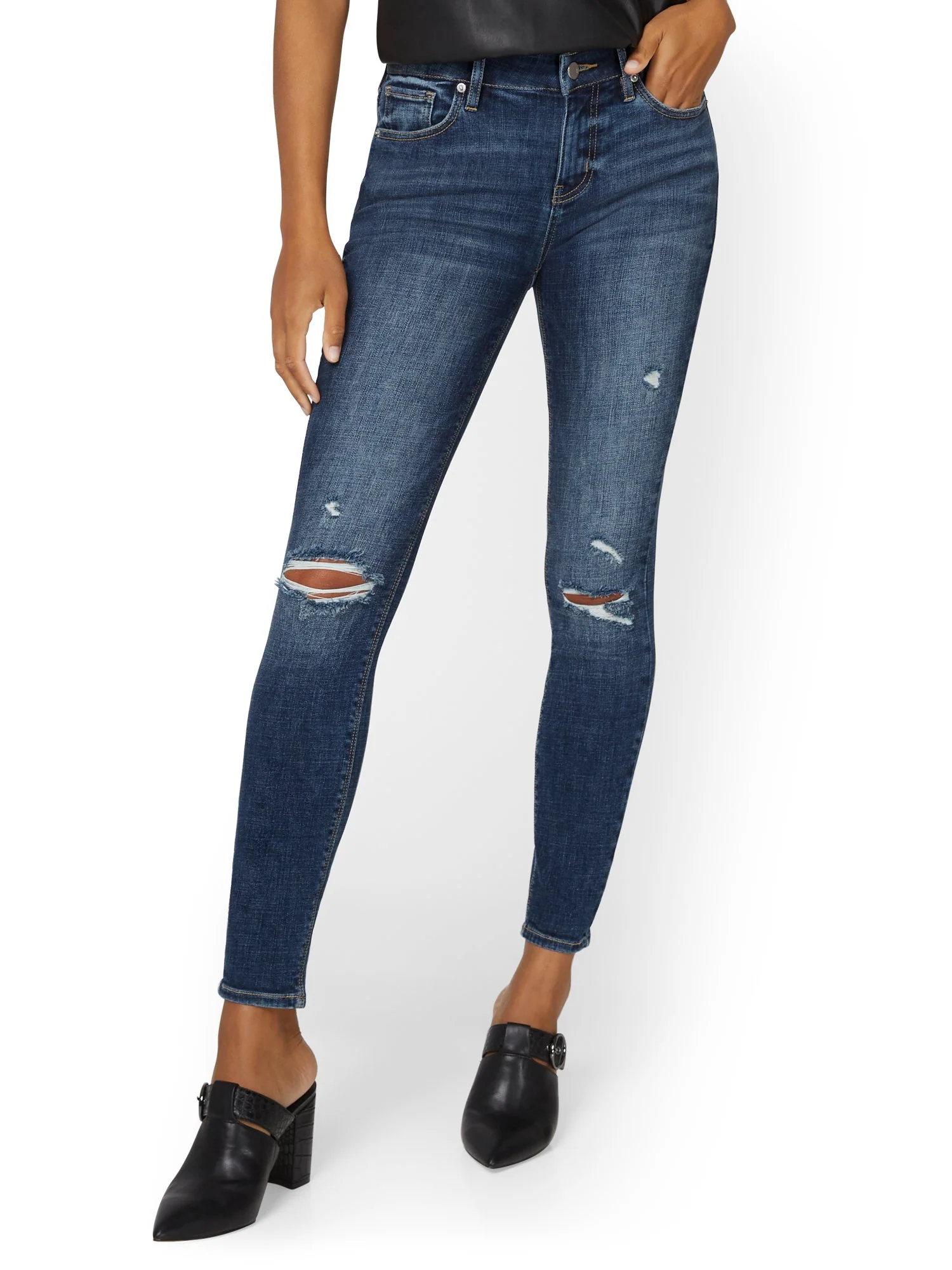 Tall Lexi Mid-Rise Super-Skinny Jeans - Dark Wash
