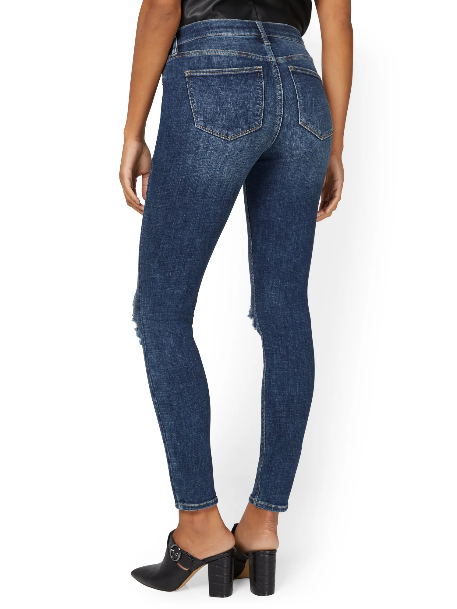 Tall Lexi Mid-Rise Super-Skinny Jeans - Dark Wash - Image 3
