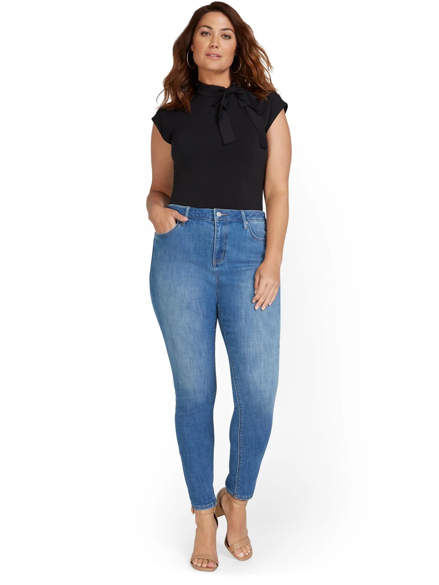 Tall Lexi Mid-Rise Super-Skinny Jeans - Medium Wash