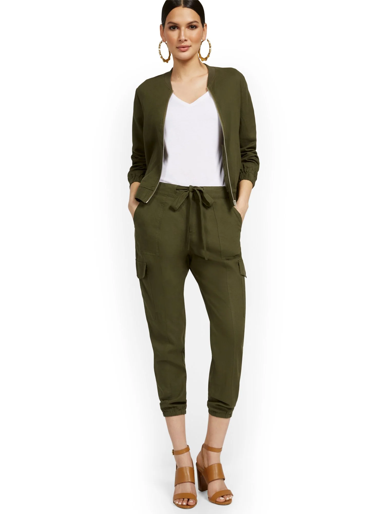 Tall Linen-Blend High-Waisted Cargo Jogger Pant - Image 11