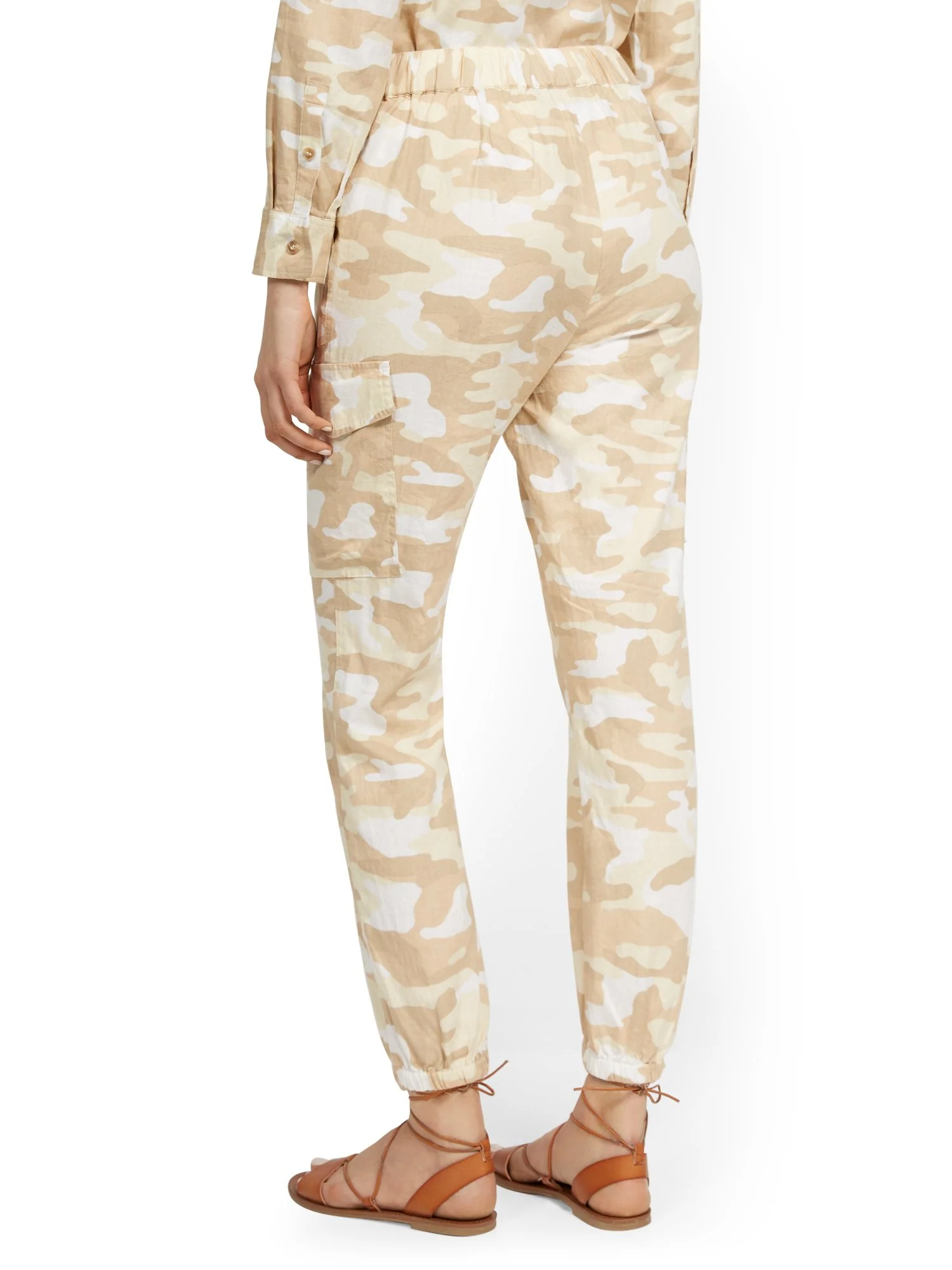 Tall Linen-Blend High-Waisted Cargo Jogger Pant - Camo-Print - Image 3