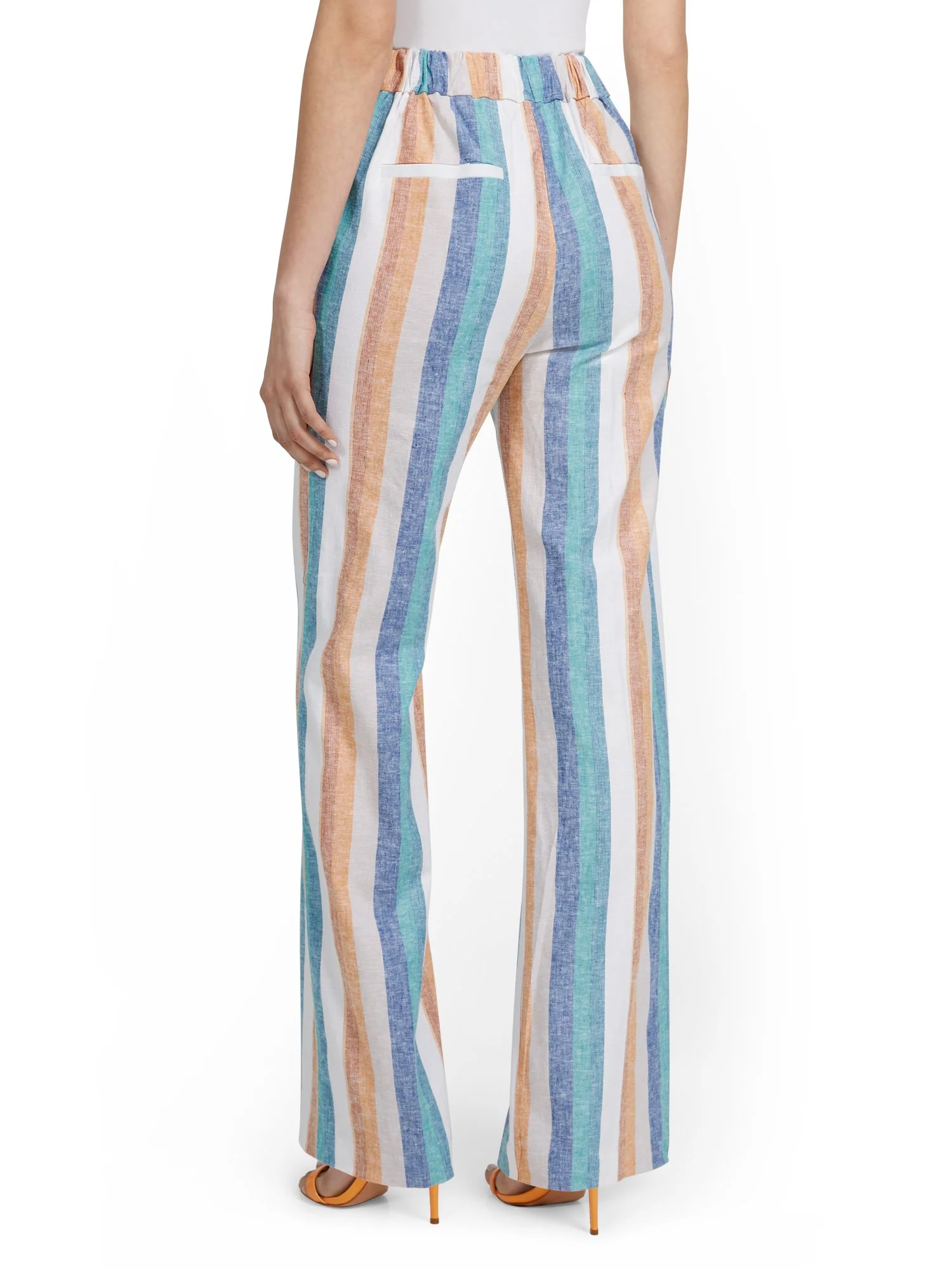 Tall Linen-Blend High-Waisted Multistripe Wide-Leg Pant - Image 3