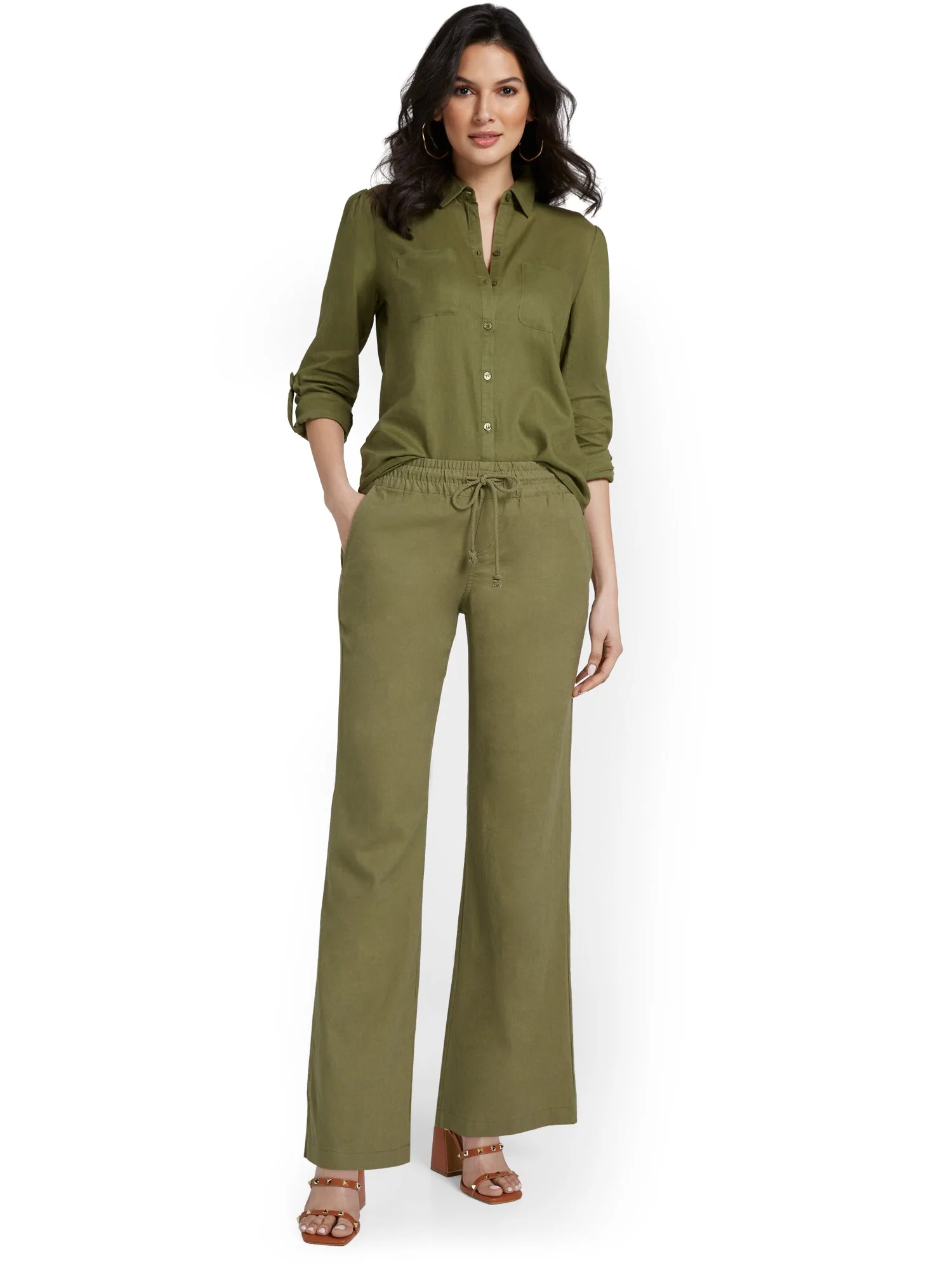 Tall Linen-Blend Tie-Waist Wide-Leg Pant - Image 11