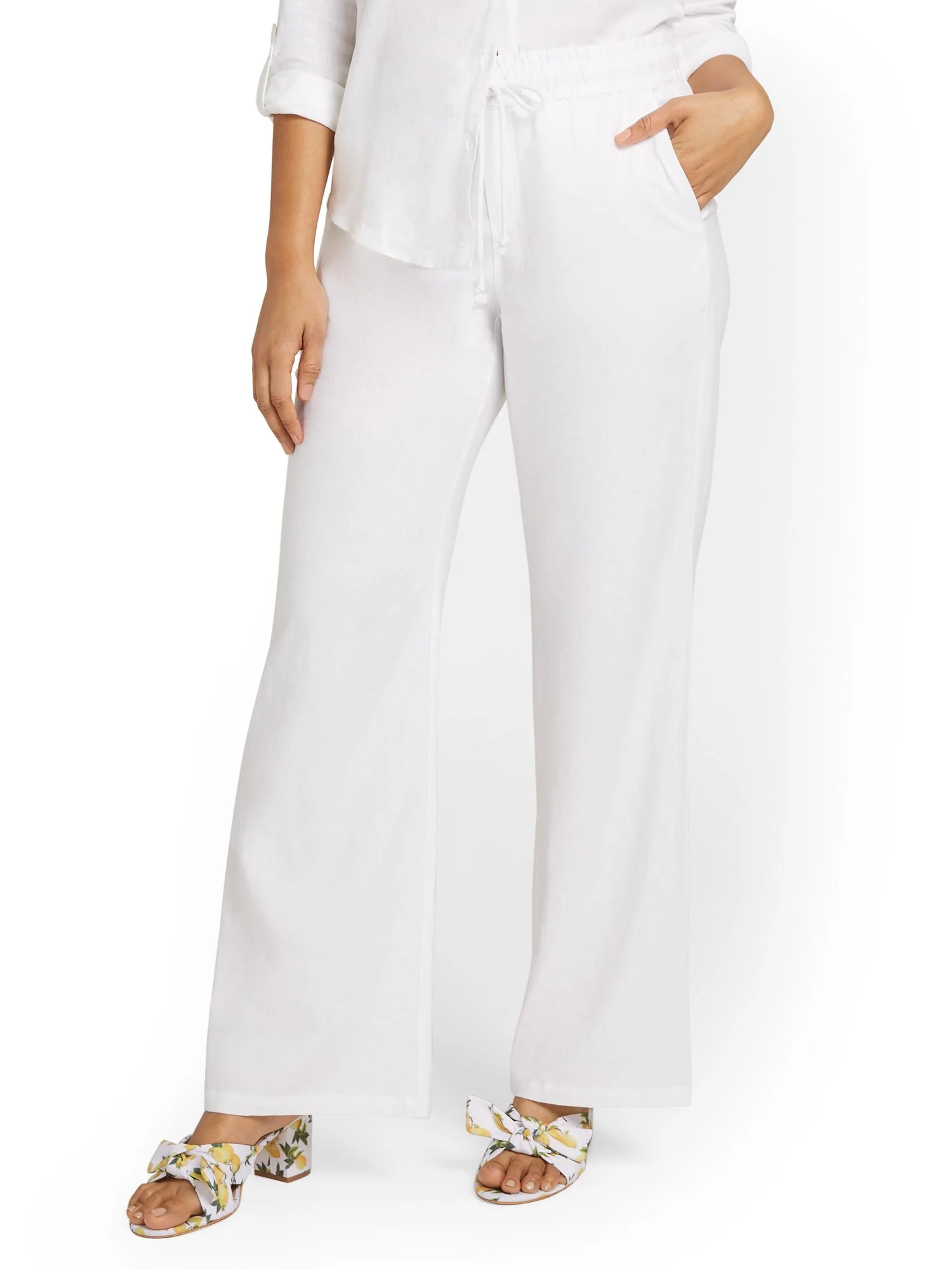 Tall Linen-Blend Tie-Waist Wide-Leg Pant - Image 2