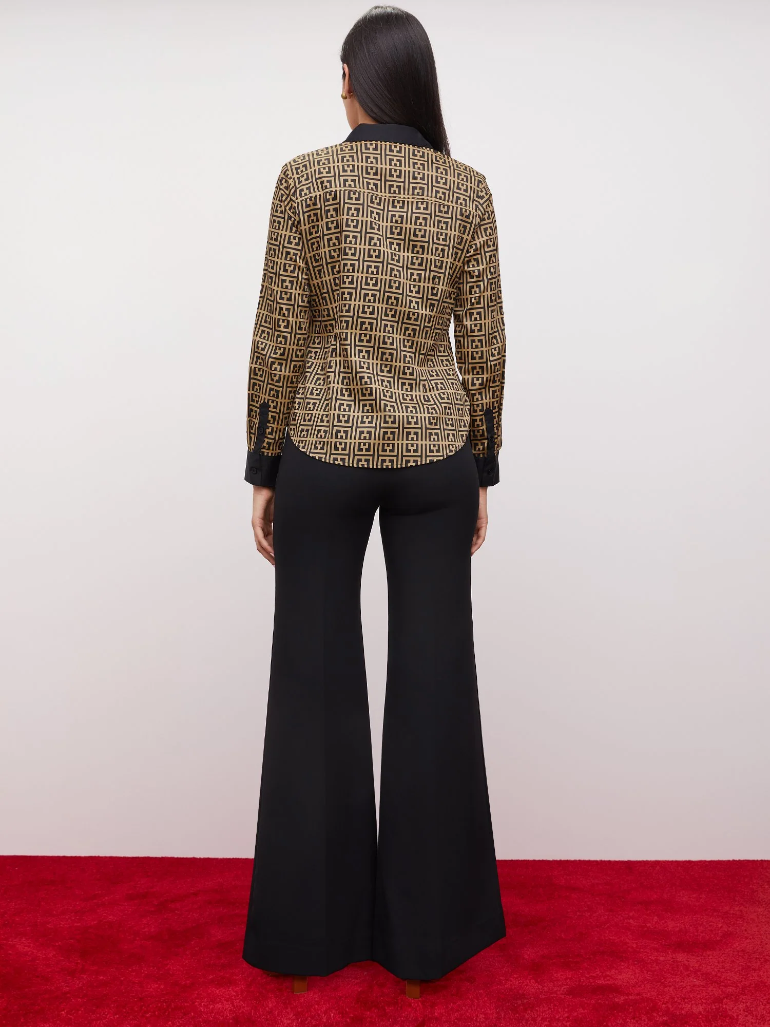 Tall Link-Print Button-Front Secret Snap - NY&C Madison Shirt® - Image 3