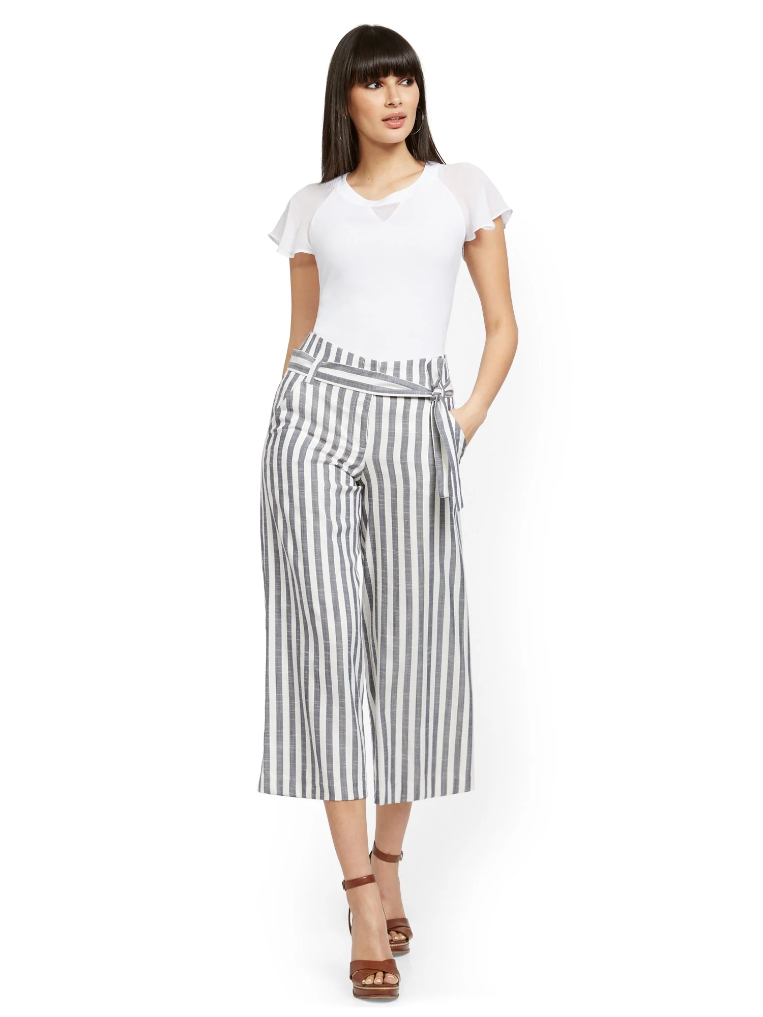 Tall Madie Wide-Leg Capri Pant - 7th Avenue - Stripe - Image 4