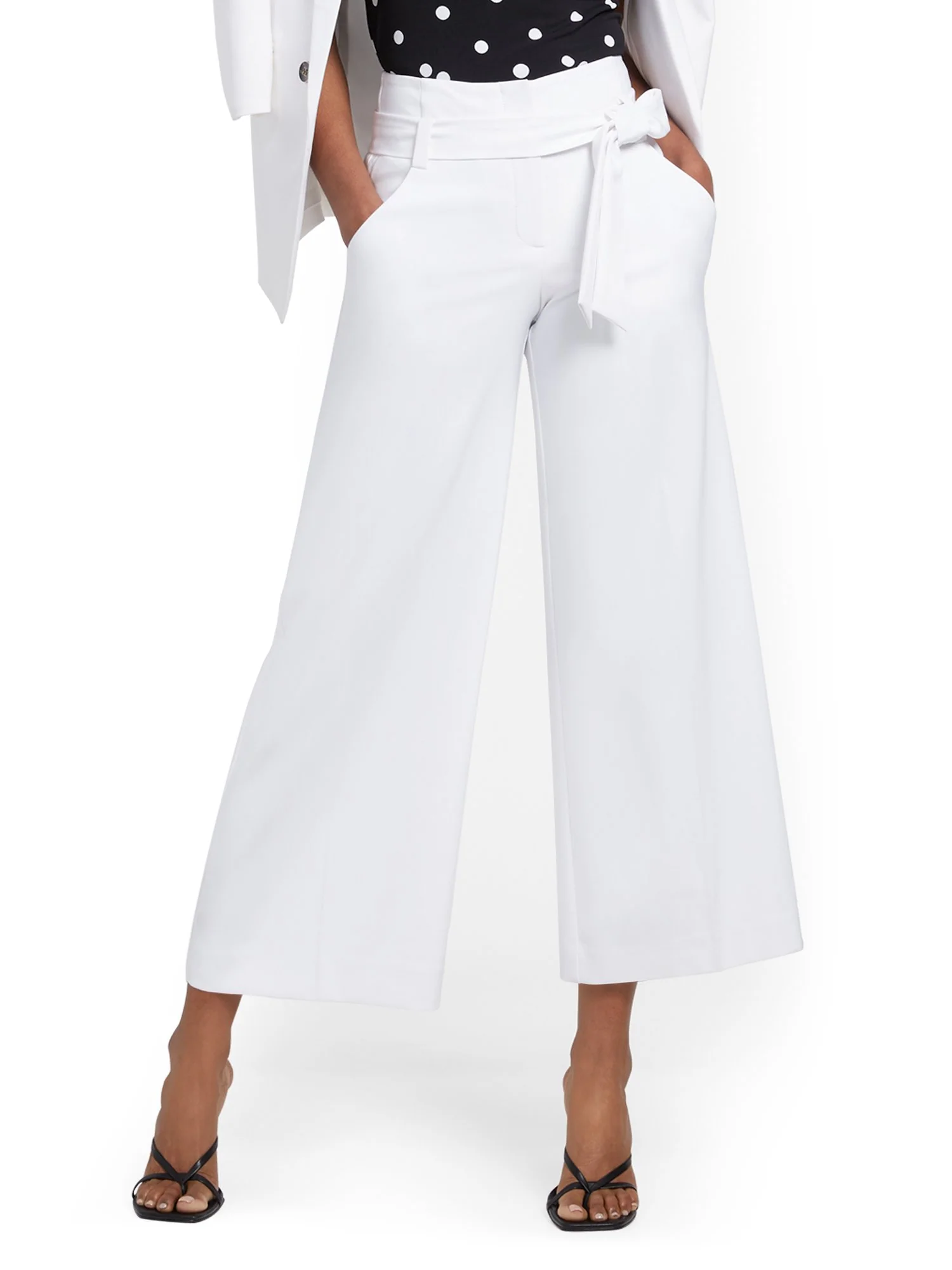Tall Madie Wide-Leg Capri Pant - 7th Avenue - White