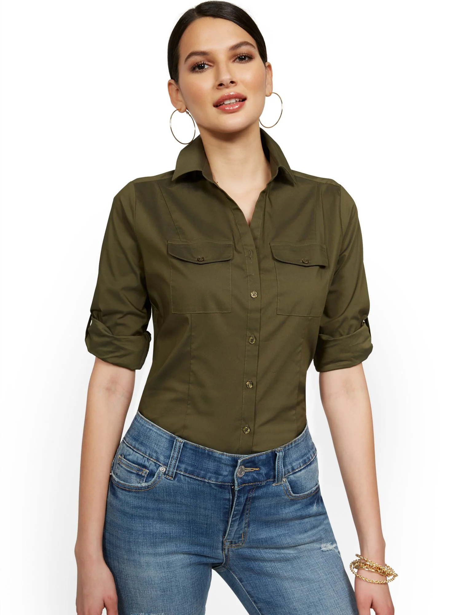 Tall Madison 3/4-Sleeve Stretch Shirt - 7th Avenue - Image 19