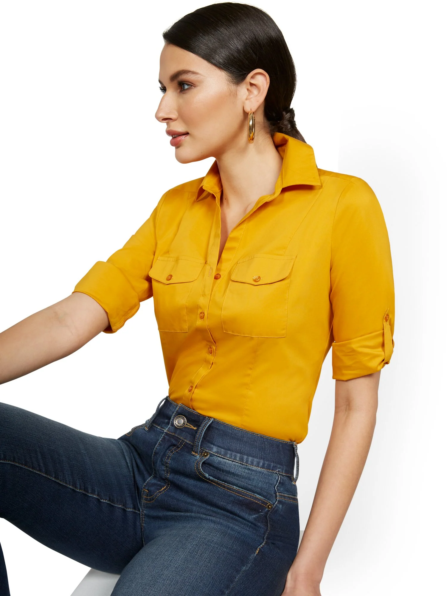 Tall Madison 3/4-Sleeve Stretch Shirt - 7th Avenue - Image 30