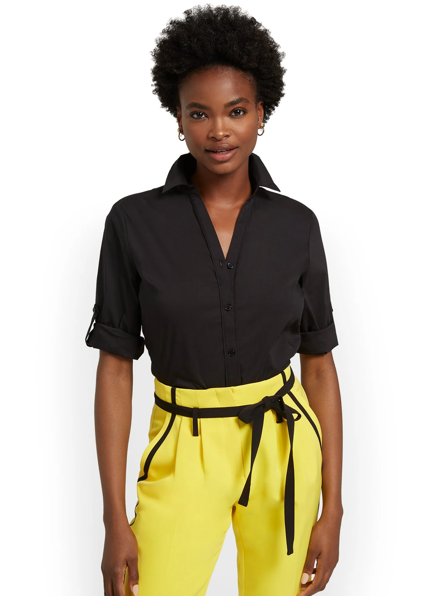 Tall Madison Piped Button-Front Secret Snap Shirt - Image 2