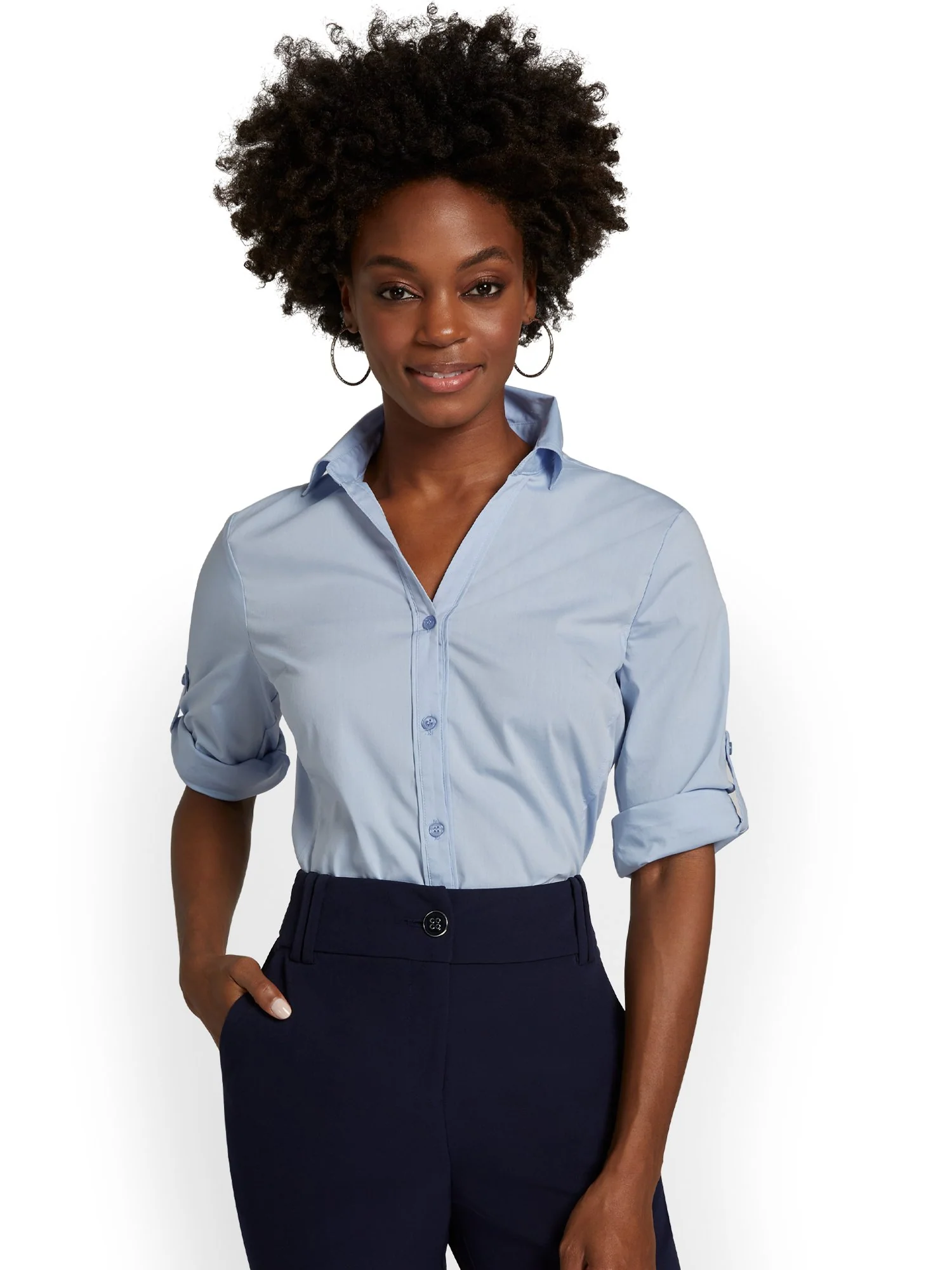 Tall Madison Piped Button-Front Secret Snap Shirt - Image 4