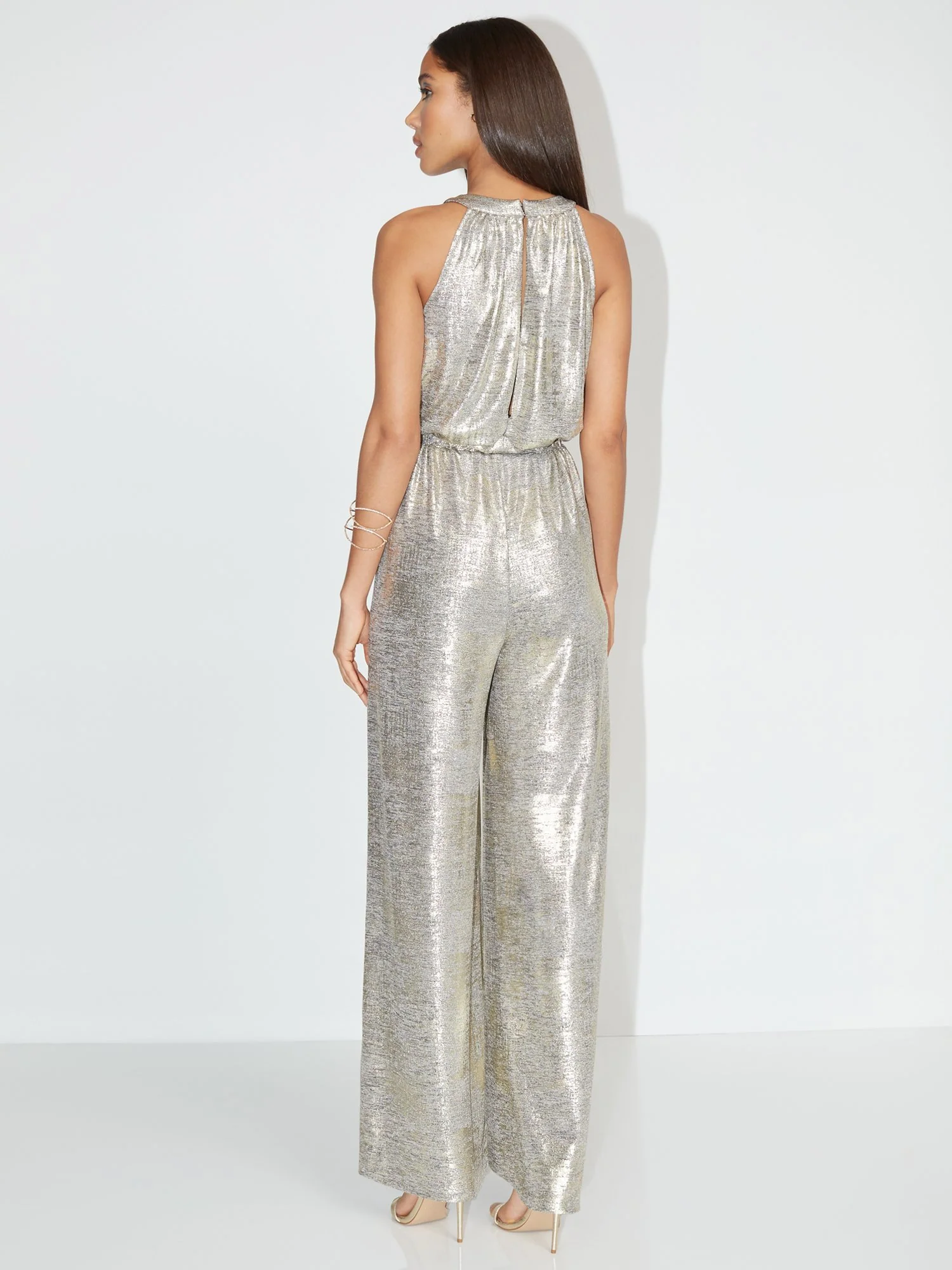Tall Metallic Sleeveless Wide-Leg Jumpsuit - NY&C Style System - Image 2