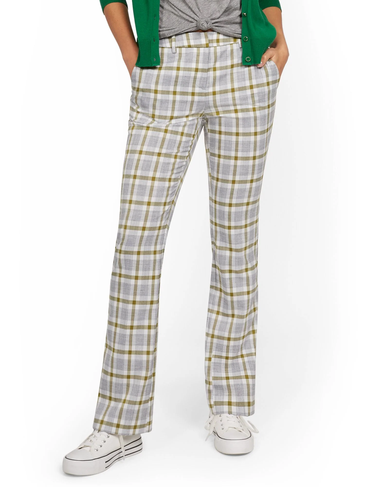 Tall Mid-Rise Modern Bootcut Pant - Plaid