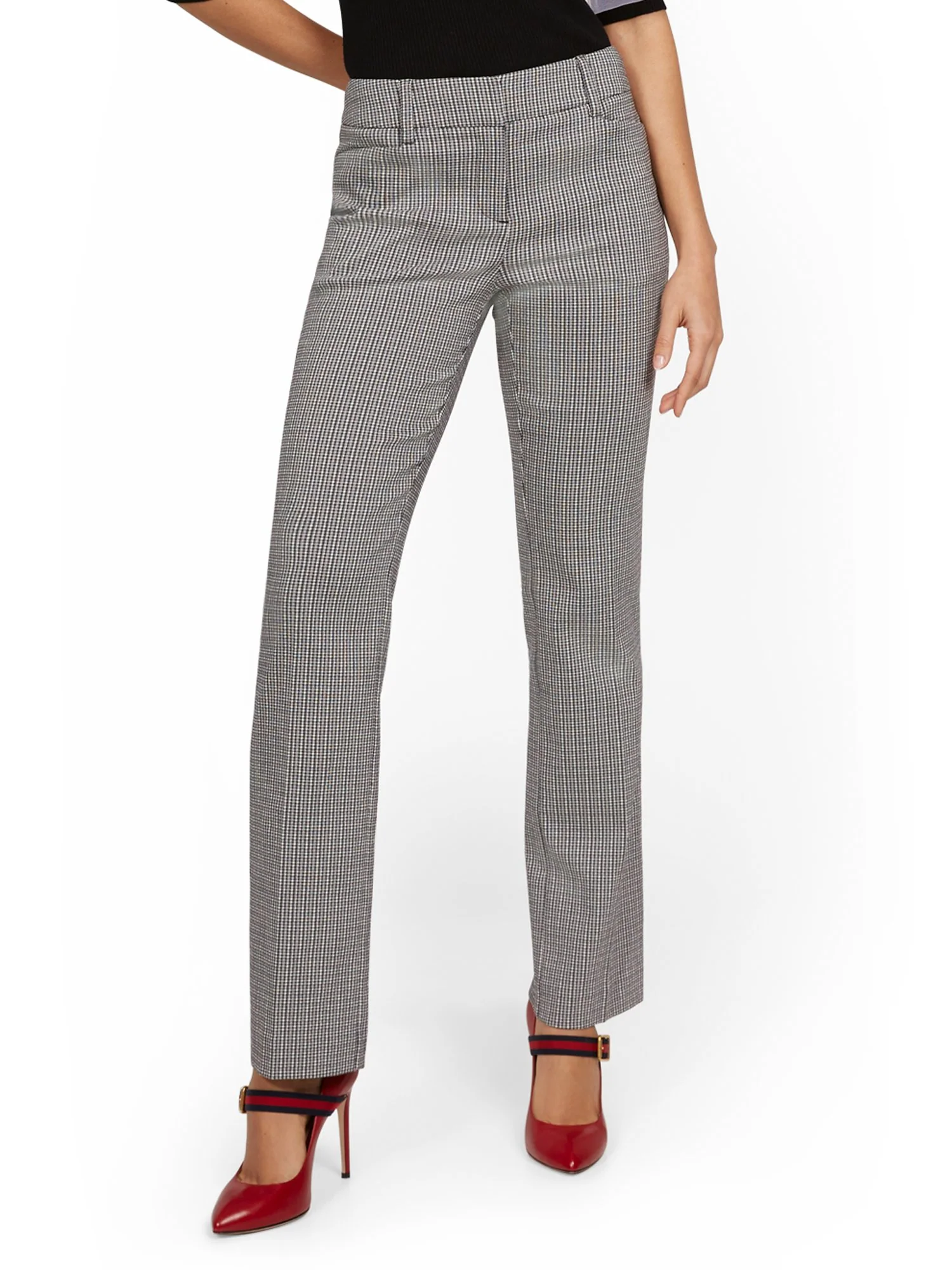 Tall Mid-Rise Straight-Leg Check Pant - Image 2