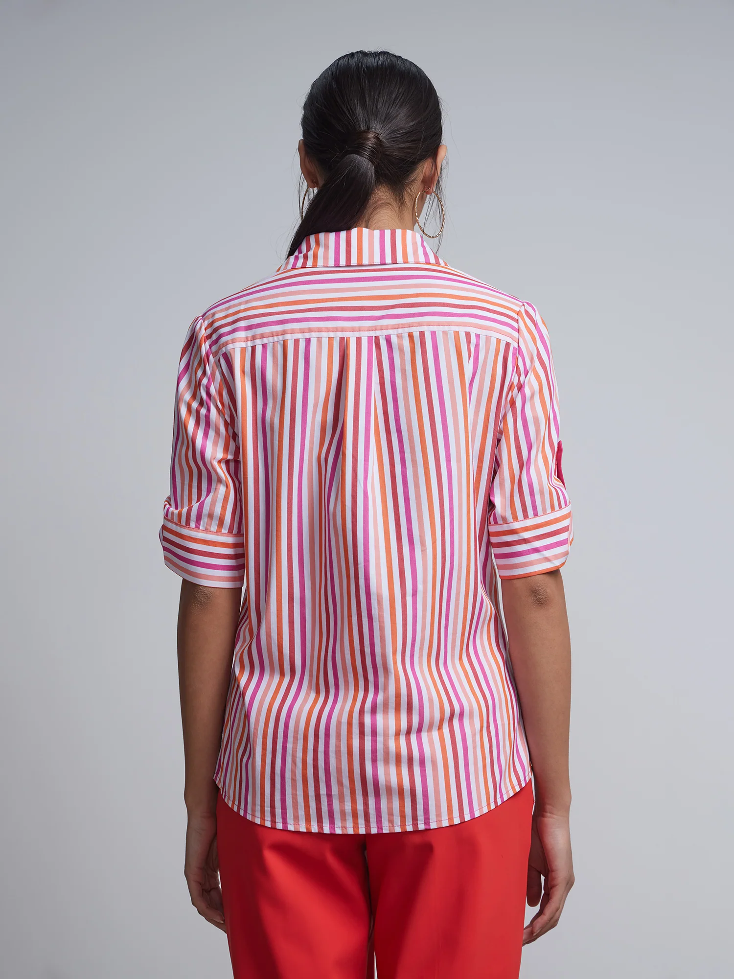 Tall Multi-Stripe Two-Pocket Short-Sleeve Button-Front - NY&C Madison Shirt® - Image 3