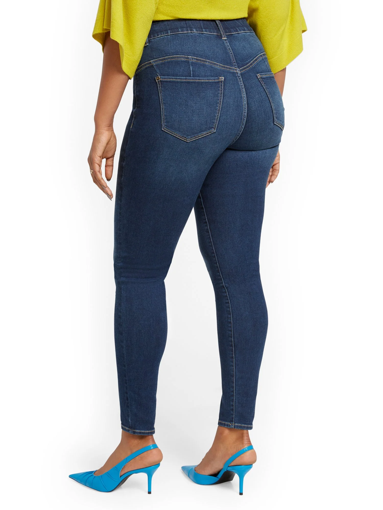 Tall Mya Curvy High-Waisted Sculpting No Gap Super-Skinny Ankle Jeans - Foxy Blue - Image 3
