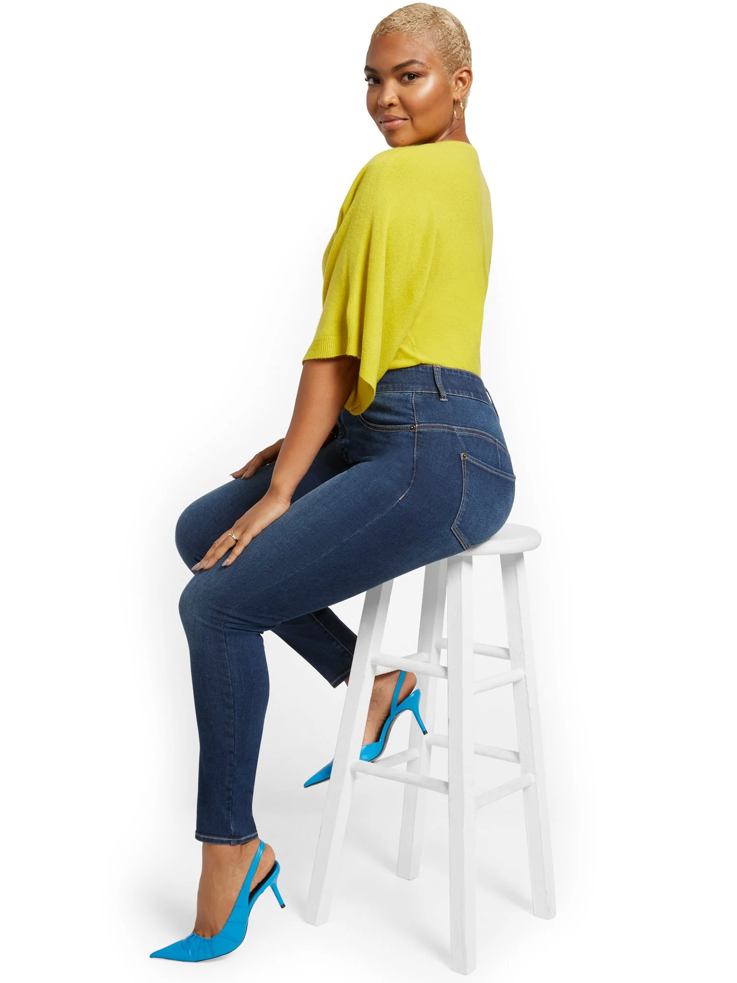 Tall Mya Curvy High-Waisted Sculpting No Gap Super-Skinny Ankle Jeans - Foxy Blue - Image 5