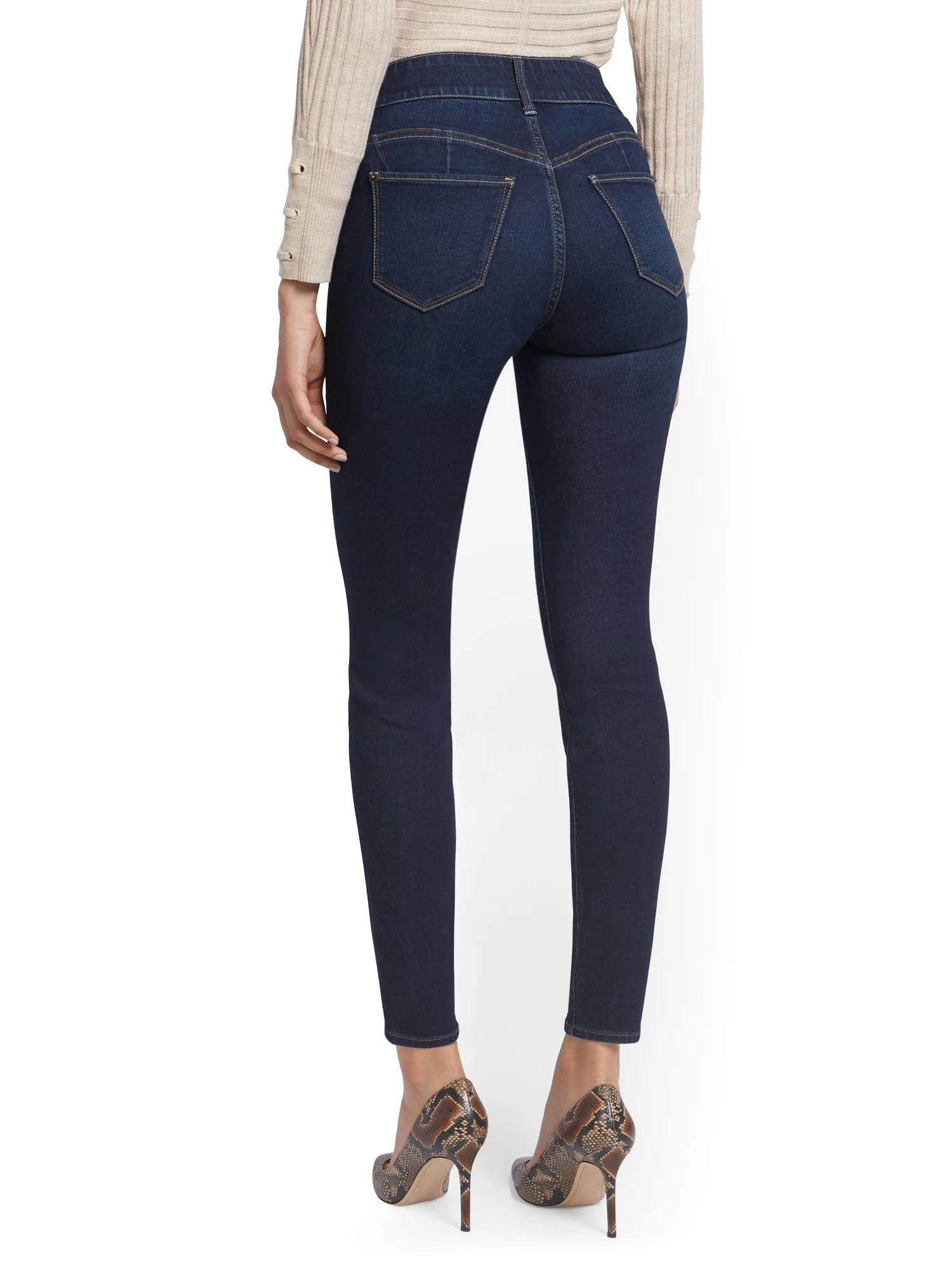 Tall Mya Curvy High-Waisted Sculpting No Gap Super-Skinny Ankle Jeans - Moonlight Blue - Image 3