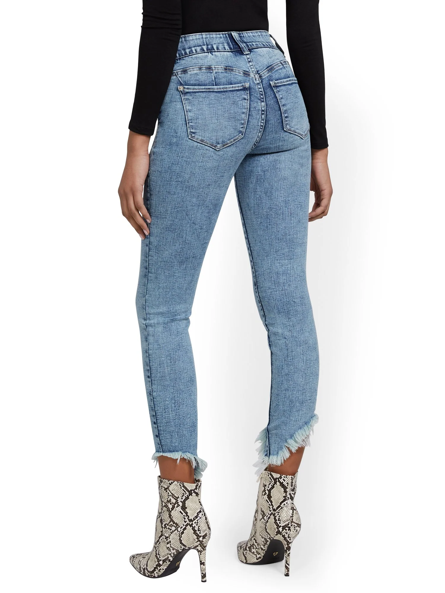 Tall Mya Curvy High-Waisted Sculpting No Gap Super-Skinny Ankle Jeans - Ripped-Hem - Image 3