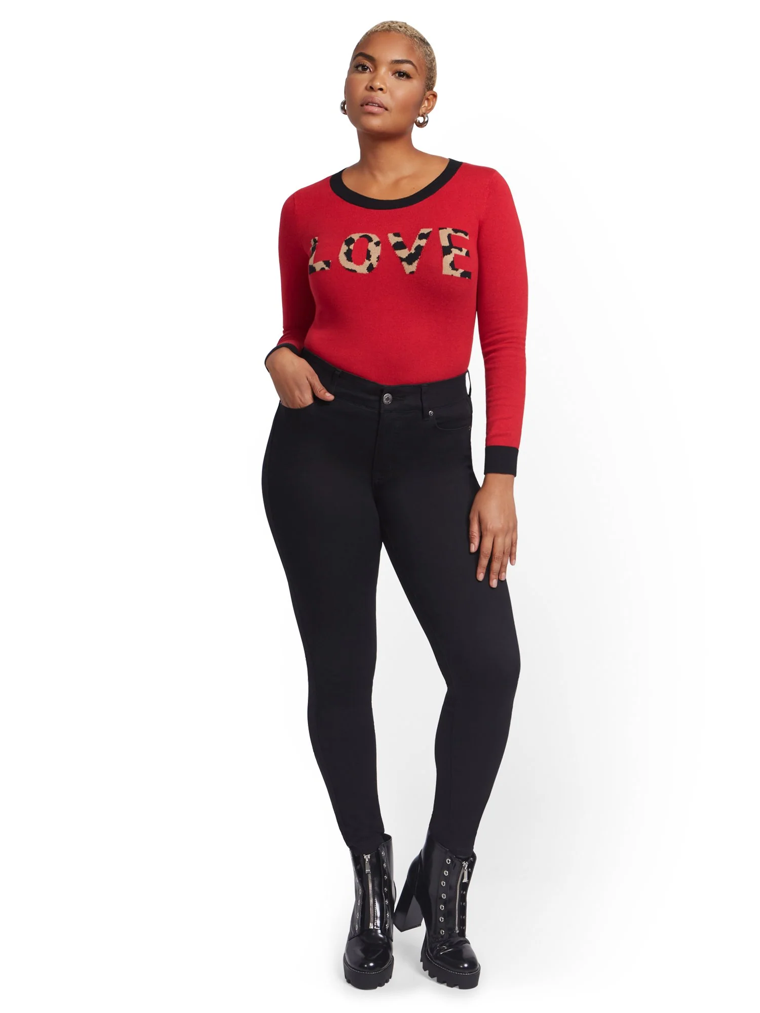 Tall Mya Curvy High-Waisted Sculpting No Gap Super-Skinny Jeans - Black - Image 5