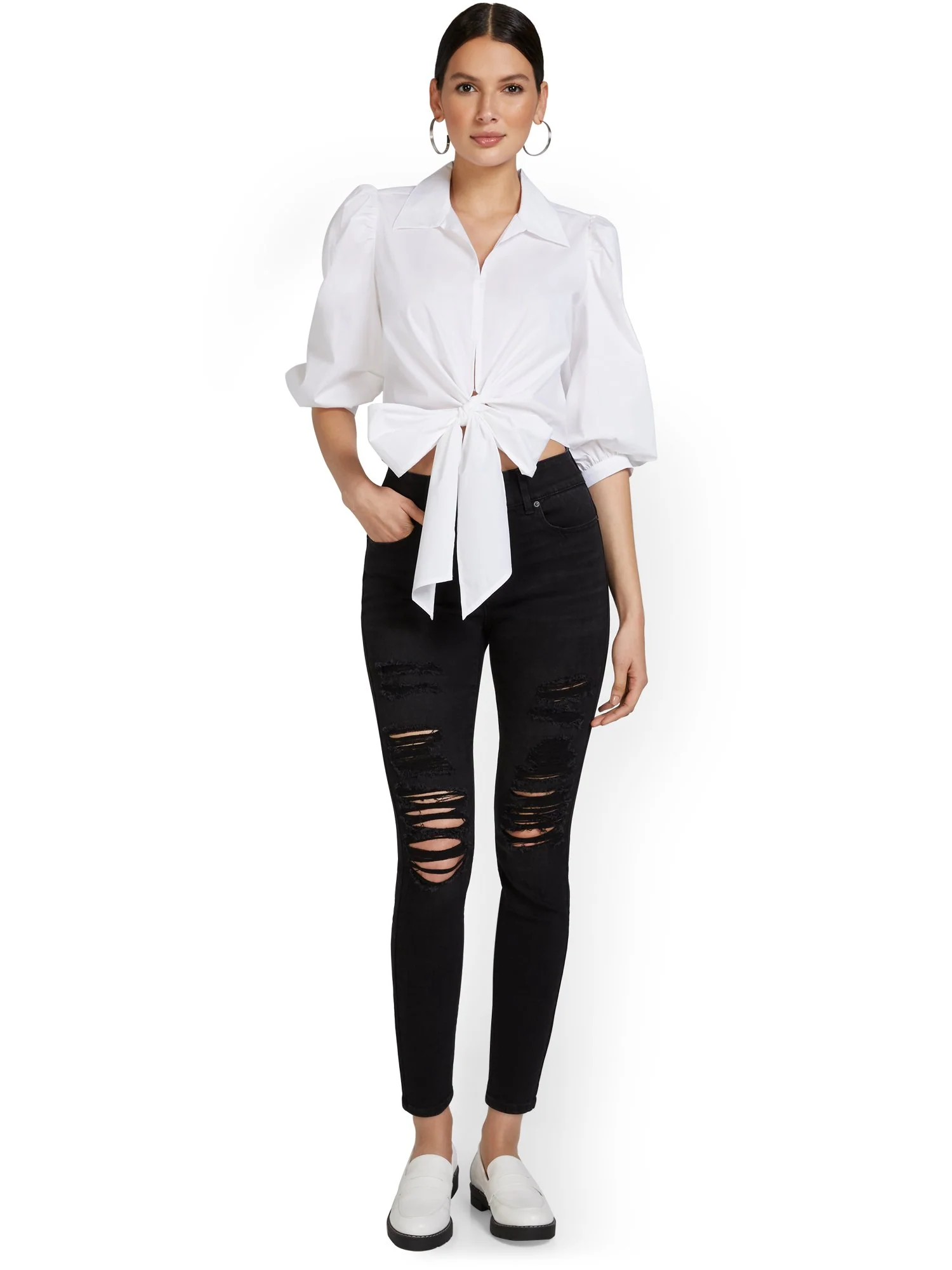 Tall Mya Curvy High-Waisted Super-Skinny Jeans - Black - Image 5