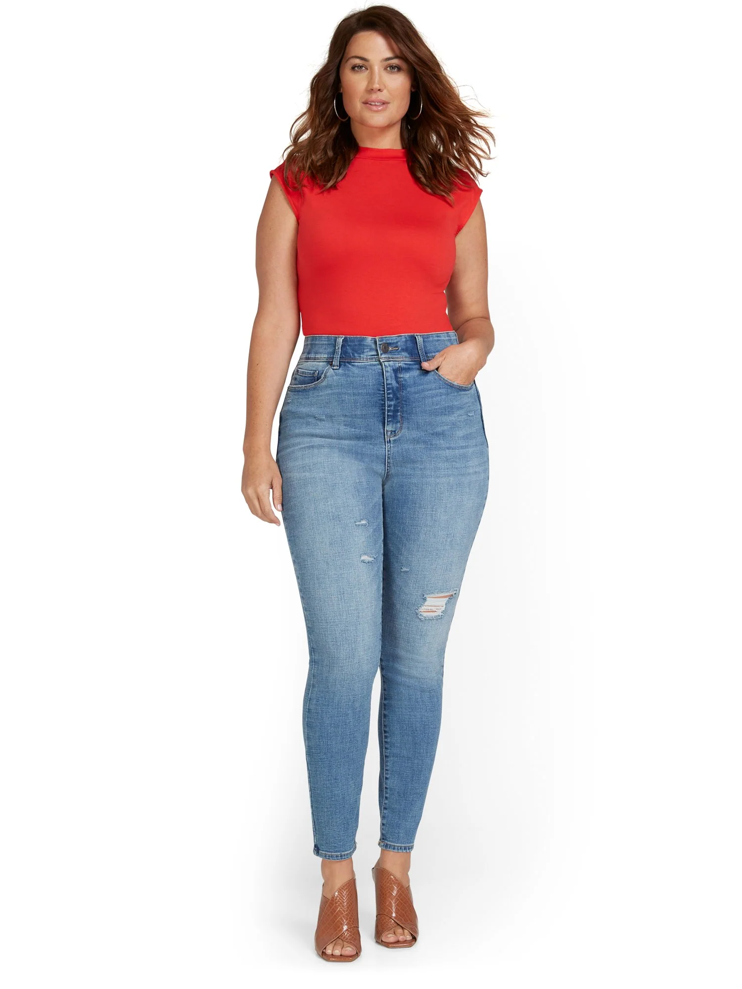 Tall Mya Curvy Ultra High-Waisted Super-Skinny Boost Jeans - Medium Wash - Image 7