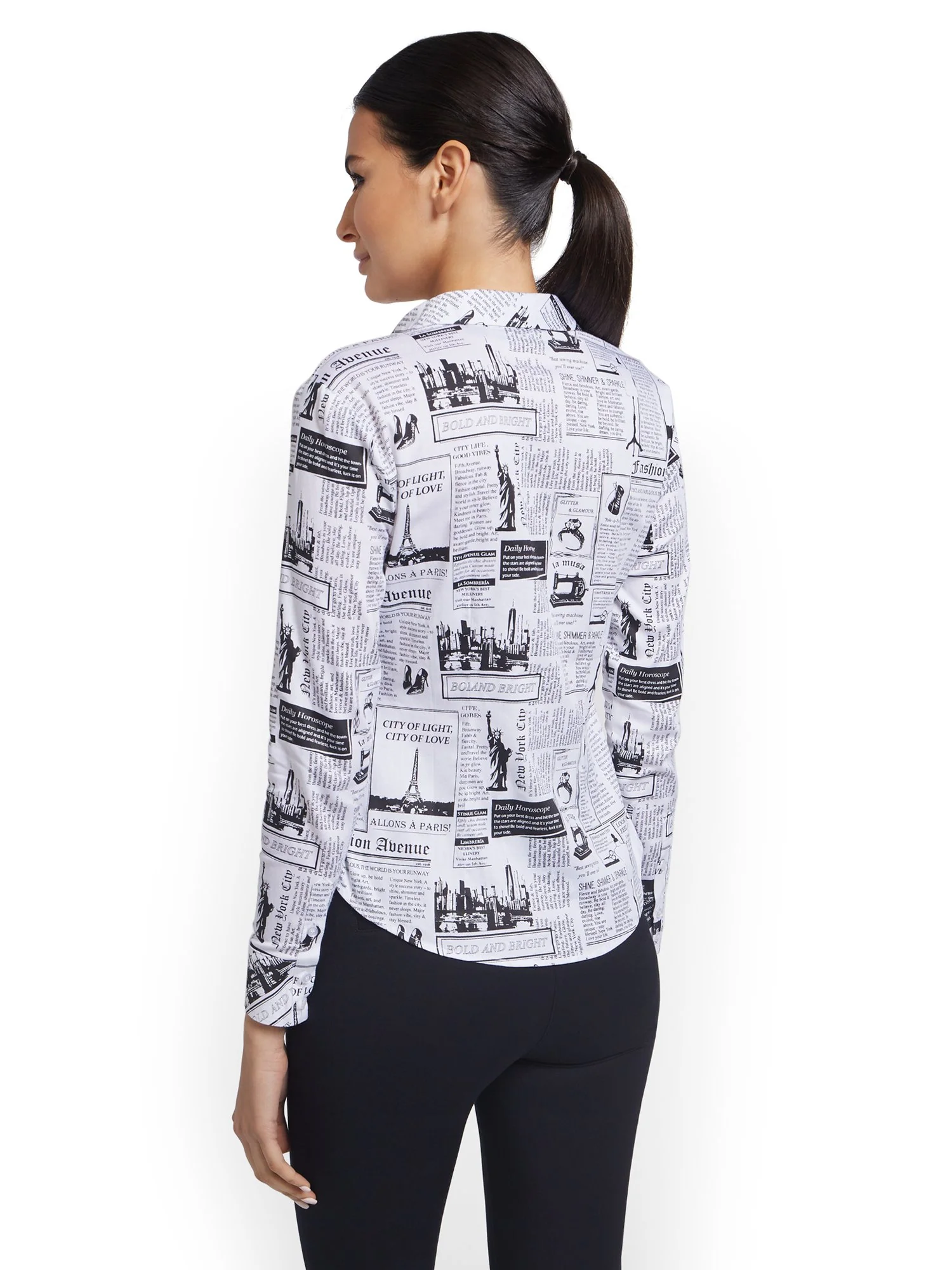 Tall Newspaper-Print Madison Stretch Shirt - 7th Avenue - Image 3