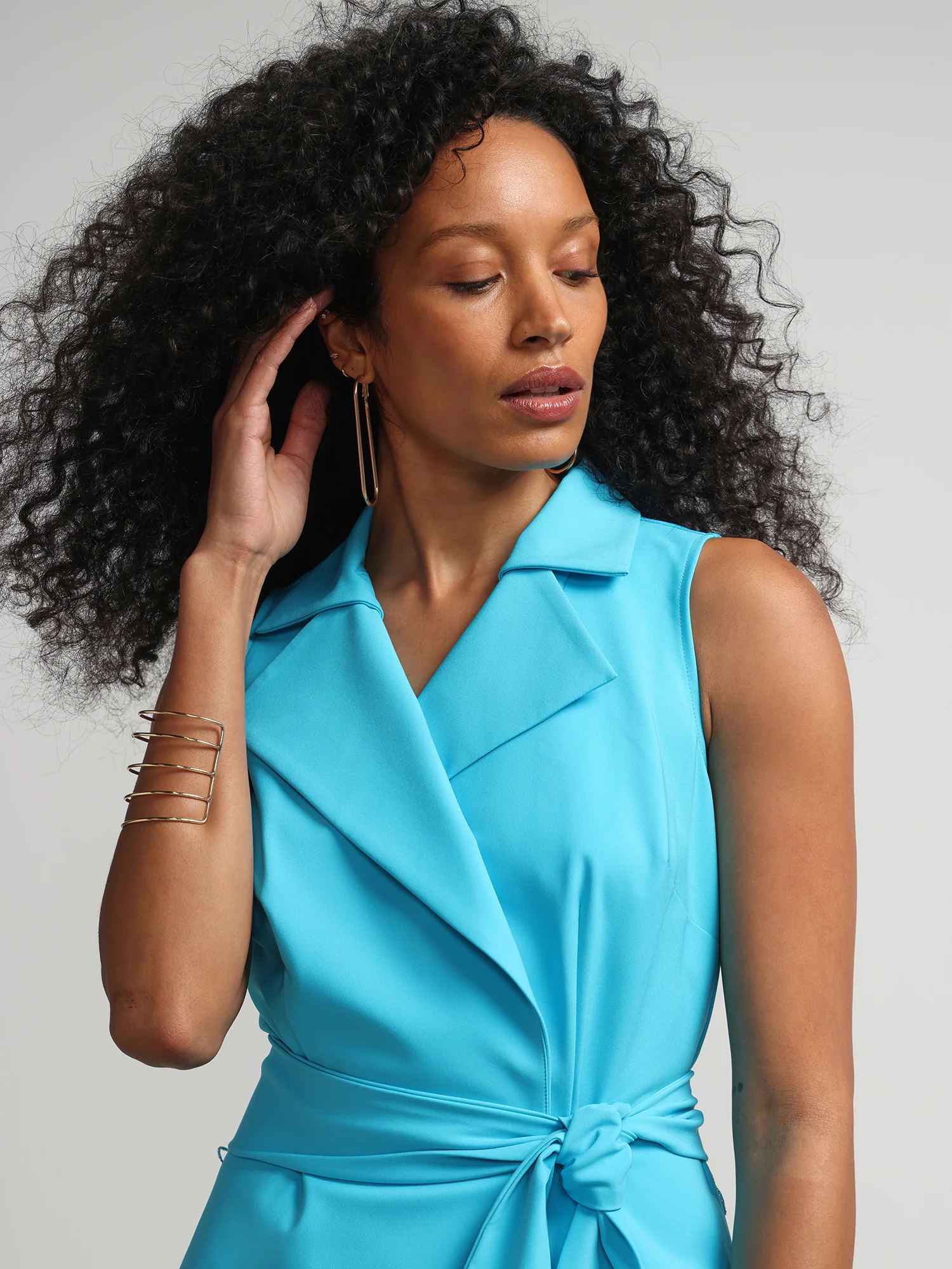 Tall Notch-Collar Belted Flare Dress - Fit To Flatter - Image 4