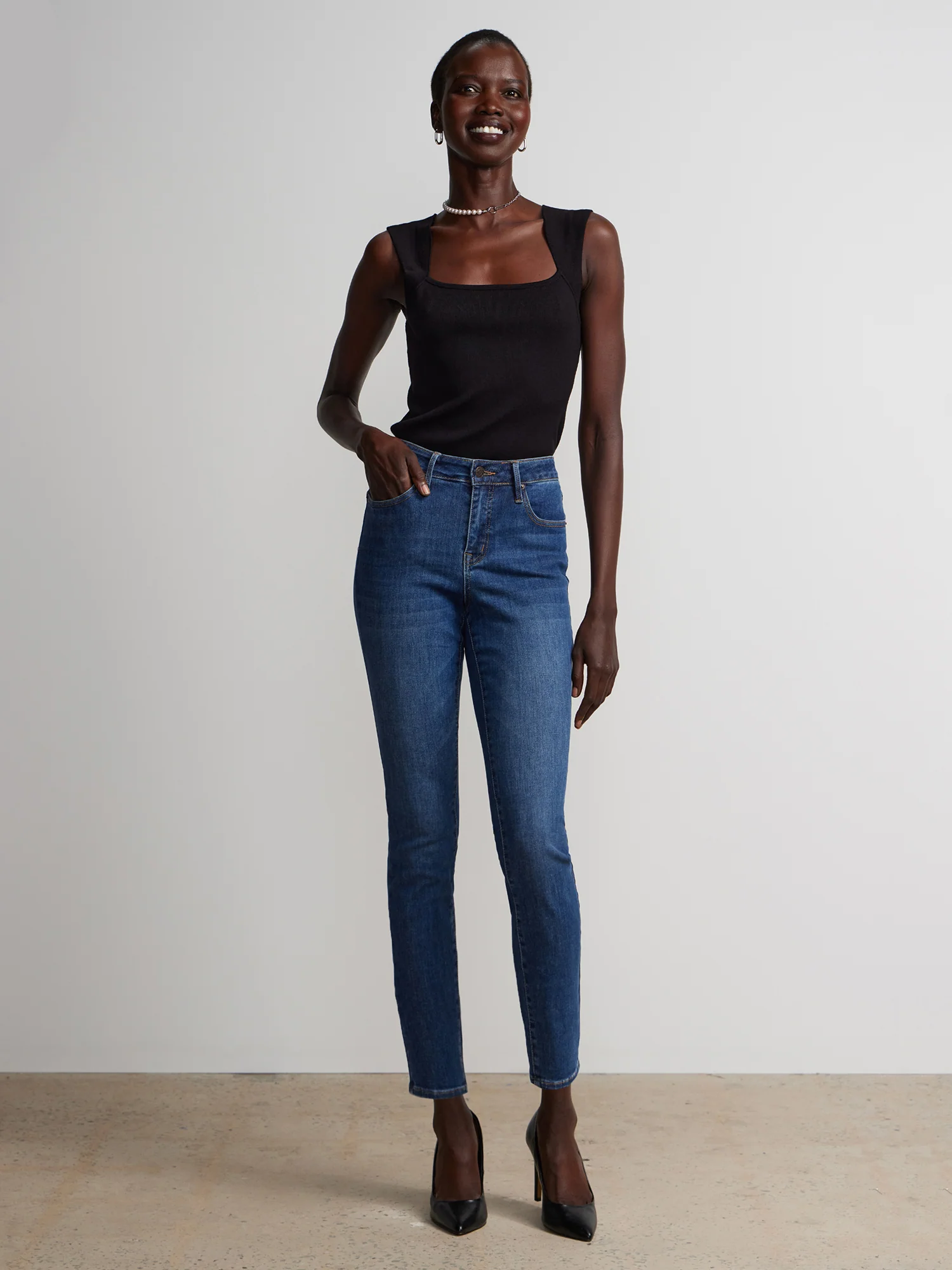Tall Perfect Fit Mid-Rise Super-Skinny Jeans - Medium Wash - Image 4