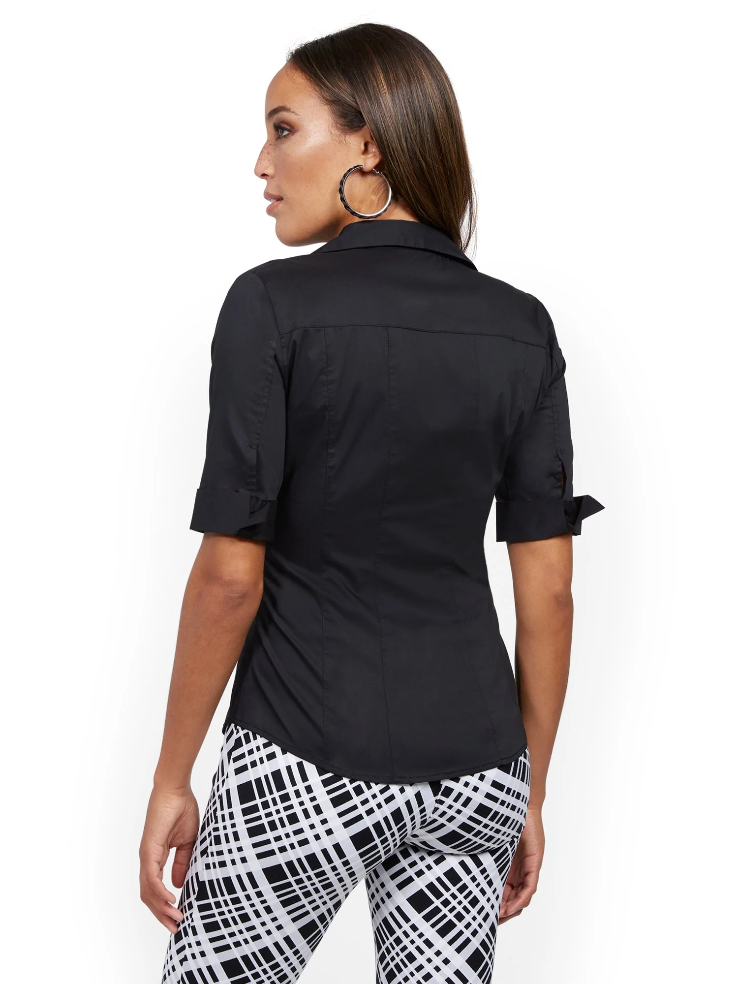 Tall Piped Madison Stretch Shirt - Secret Snap - 7th Avenue - Image 3