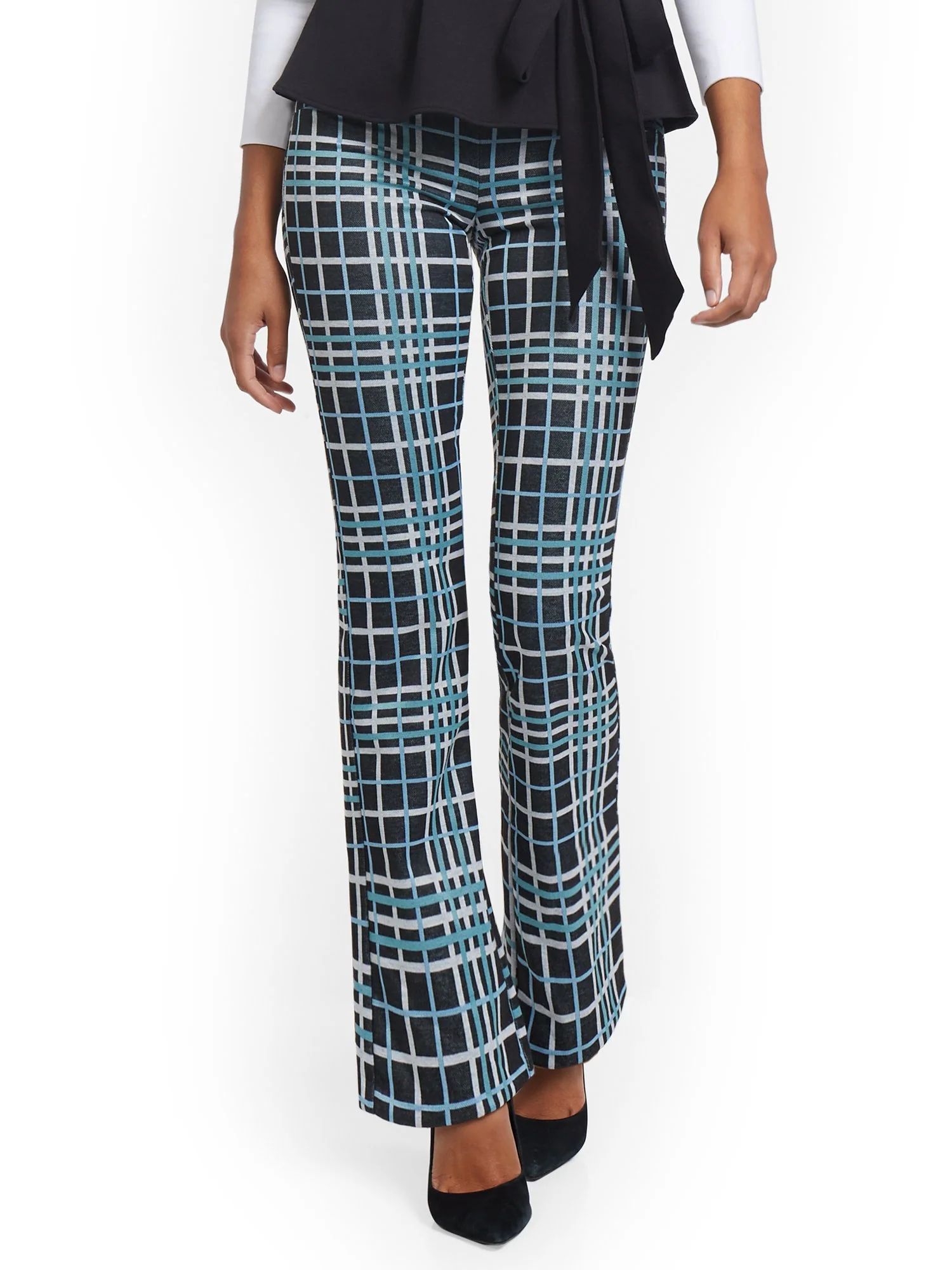 Tall Plaid Pull-On Bootcut Ponte Knit Pant - Superflex - Image 2