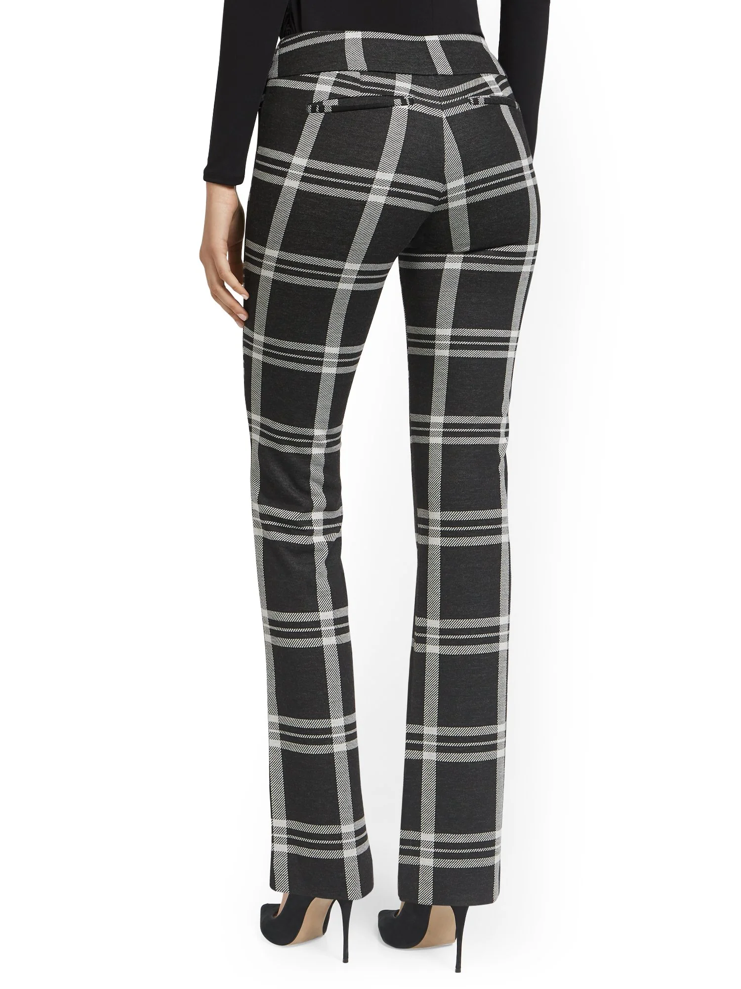 Tall Plaid Pull-On Straight-Leg Ponte Knit Pant - Superflex - Image 3