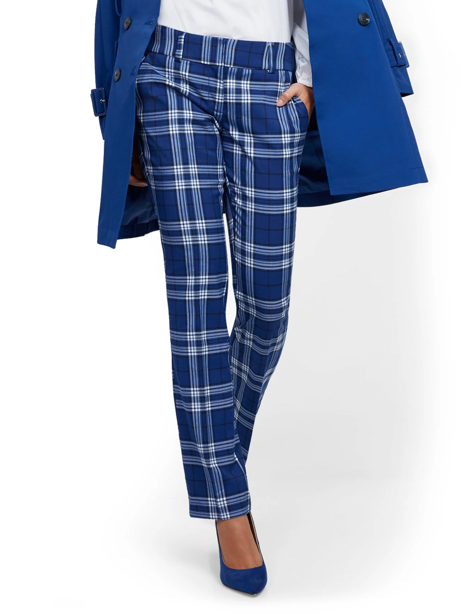 Tall Plaid Straight-Leg Pant - Signature Fit - 7th Avenue