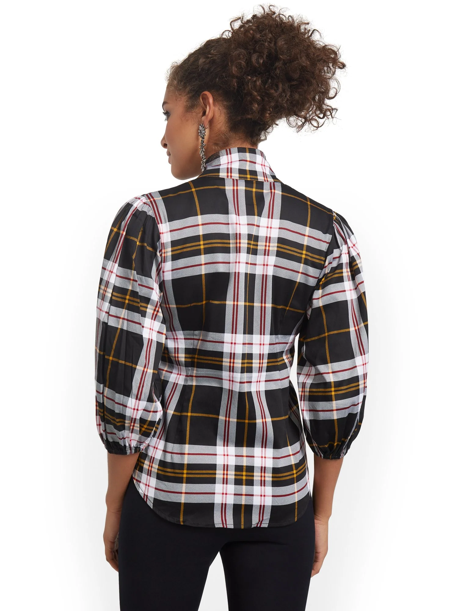Tall Plaid Tie-Front Poplin Shirt - Image 2