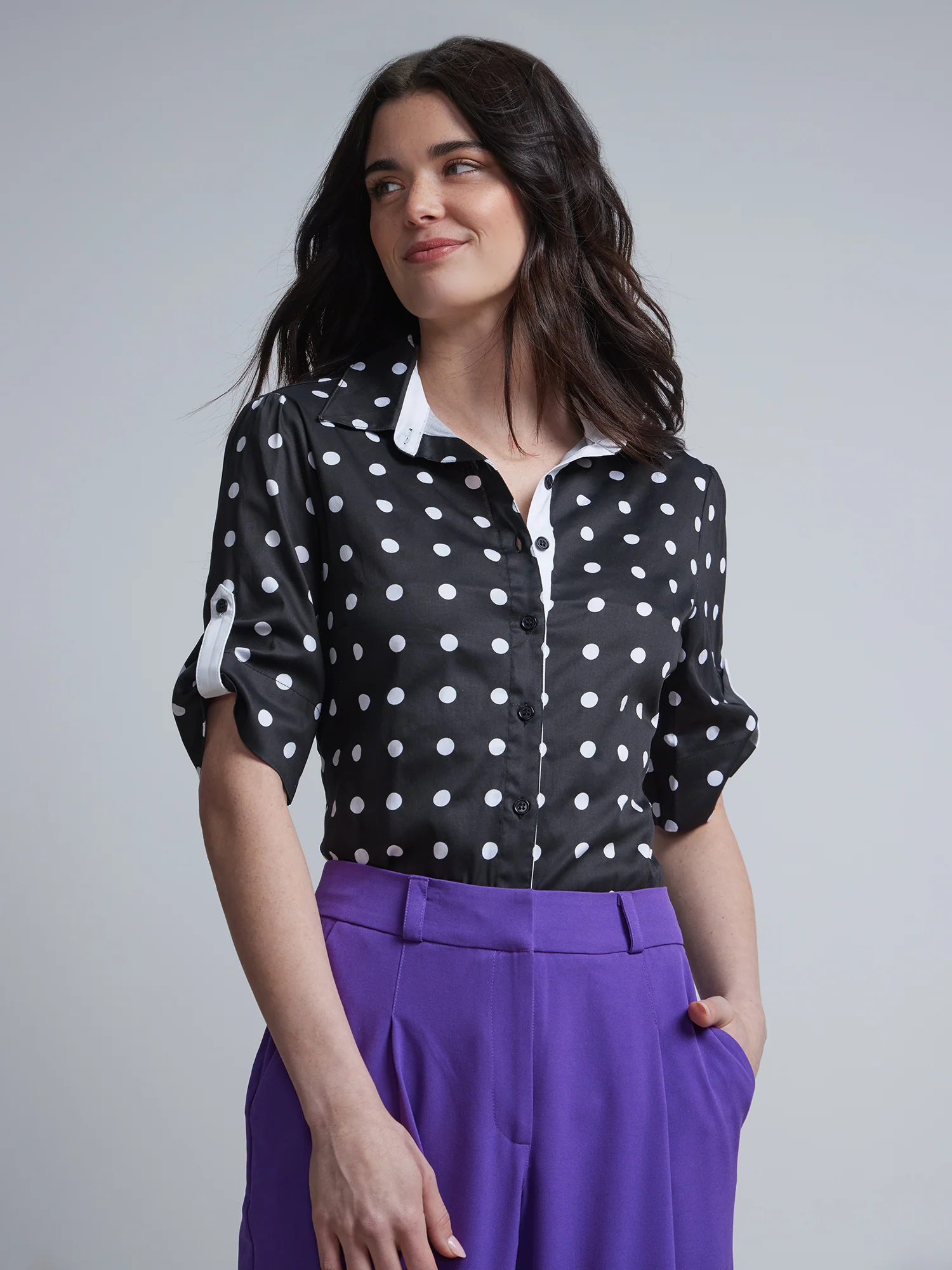 Tall Polka-Dot Short-Sleeve Button-Front - NY&C Madison Shirt®