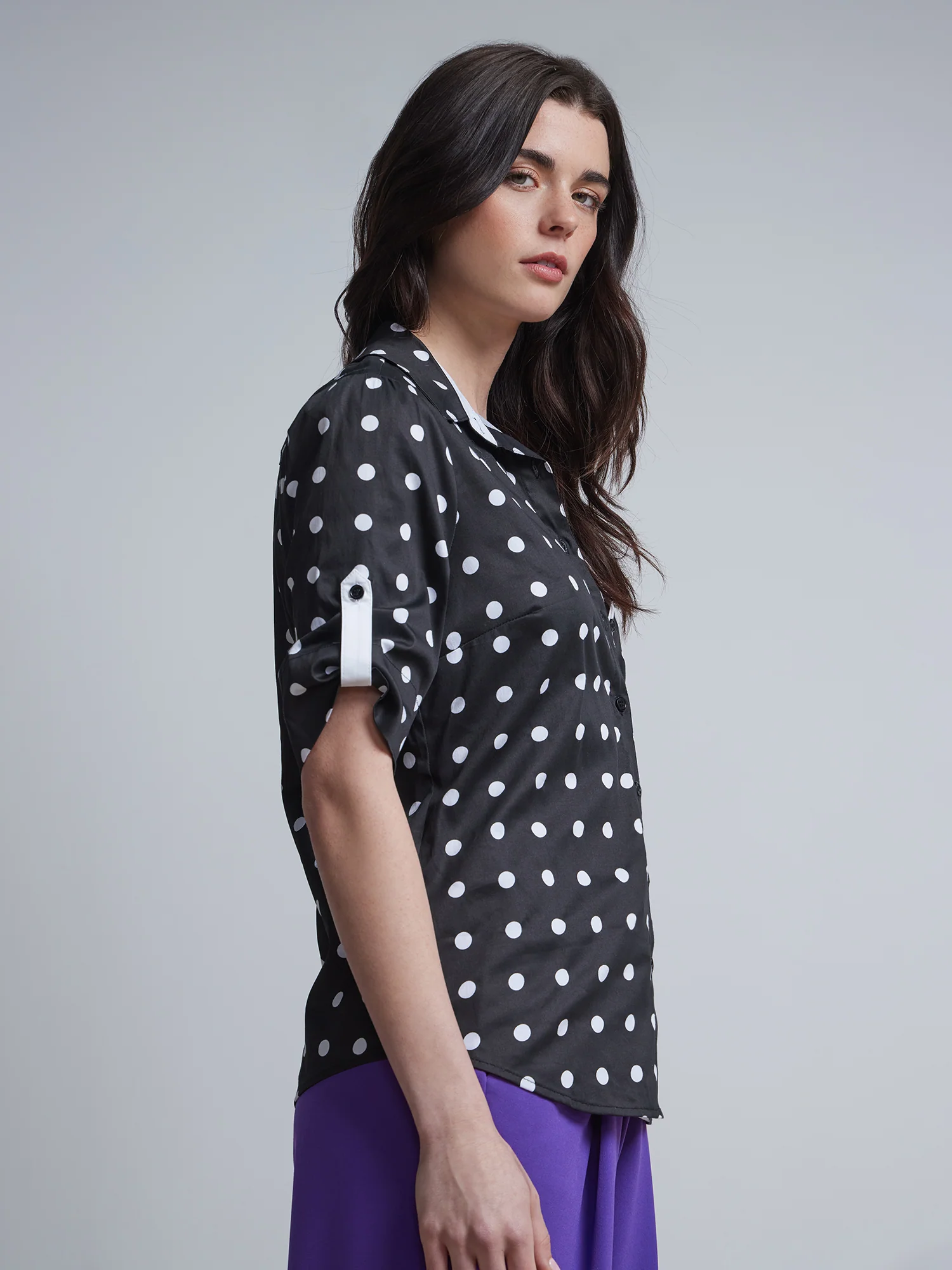 Tall Polka-Dot Short-Sleeve Button-Front - NY&C Madison Shirt® - Image 2